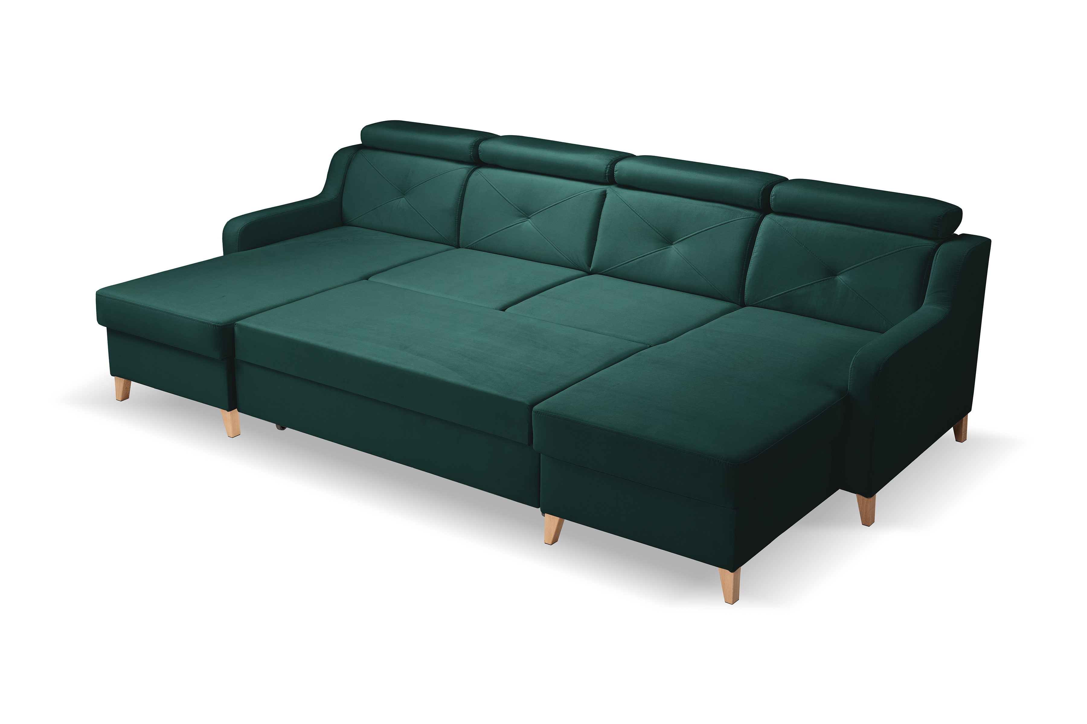 Rozkládací rohová sedací souprava Laksaro U - zelená Trinity 28 Rohová sedací souprava Laksaro U uniwersalny prawo/levá - zelená welwet Trinity 28