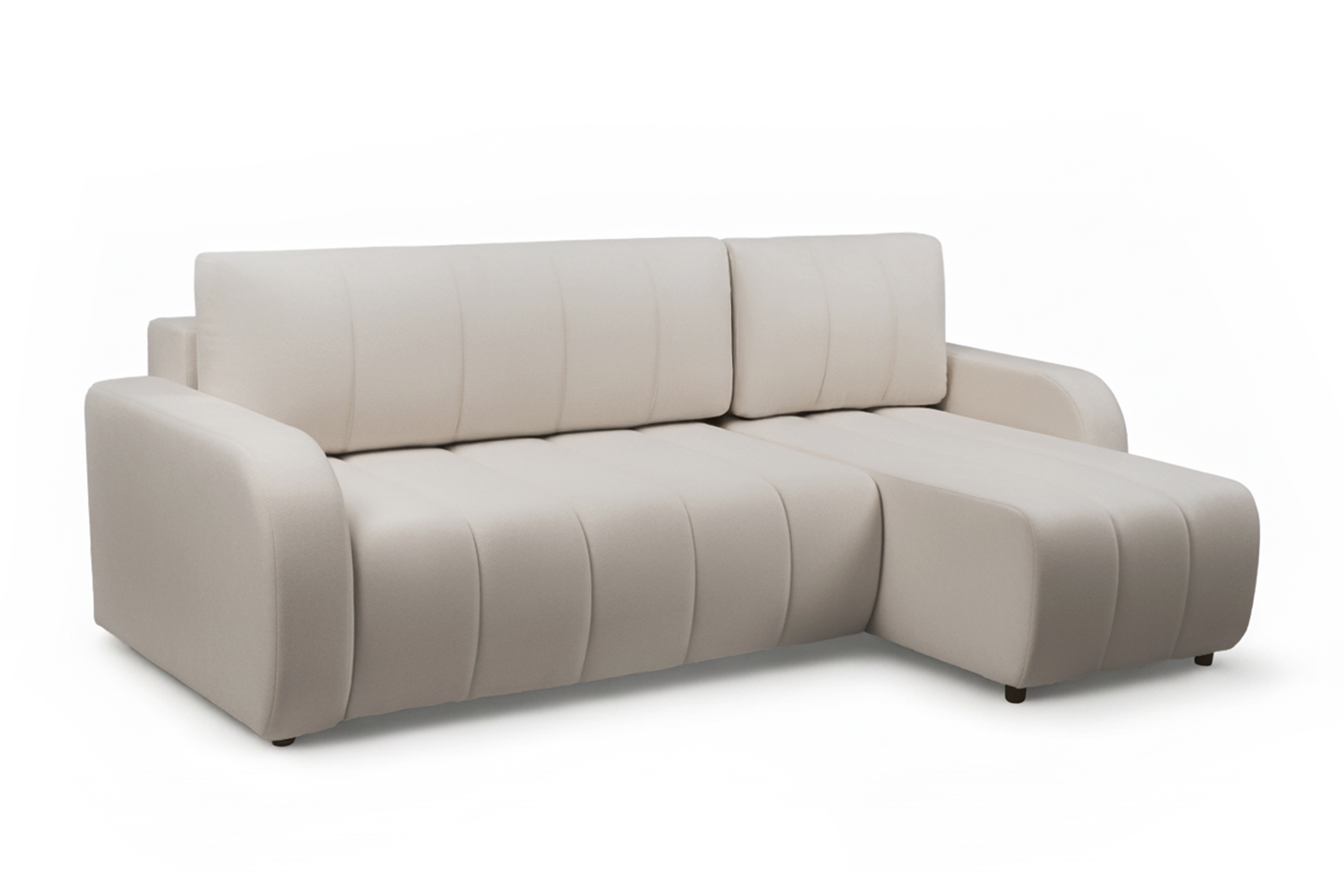 Rohová pohovka Lapios s rozkladem pravostranná - béžový samet Vogue 2 Rohová sedací souprava Lapios rozkládací pravá - béžová samet Vogue 2 