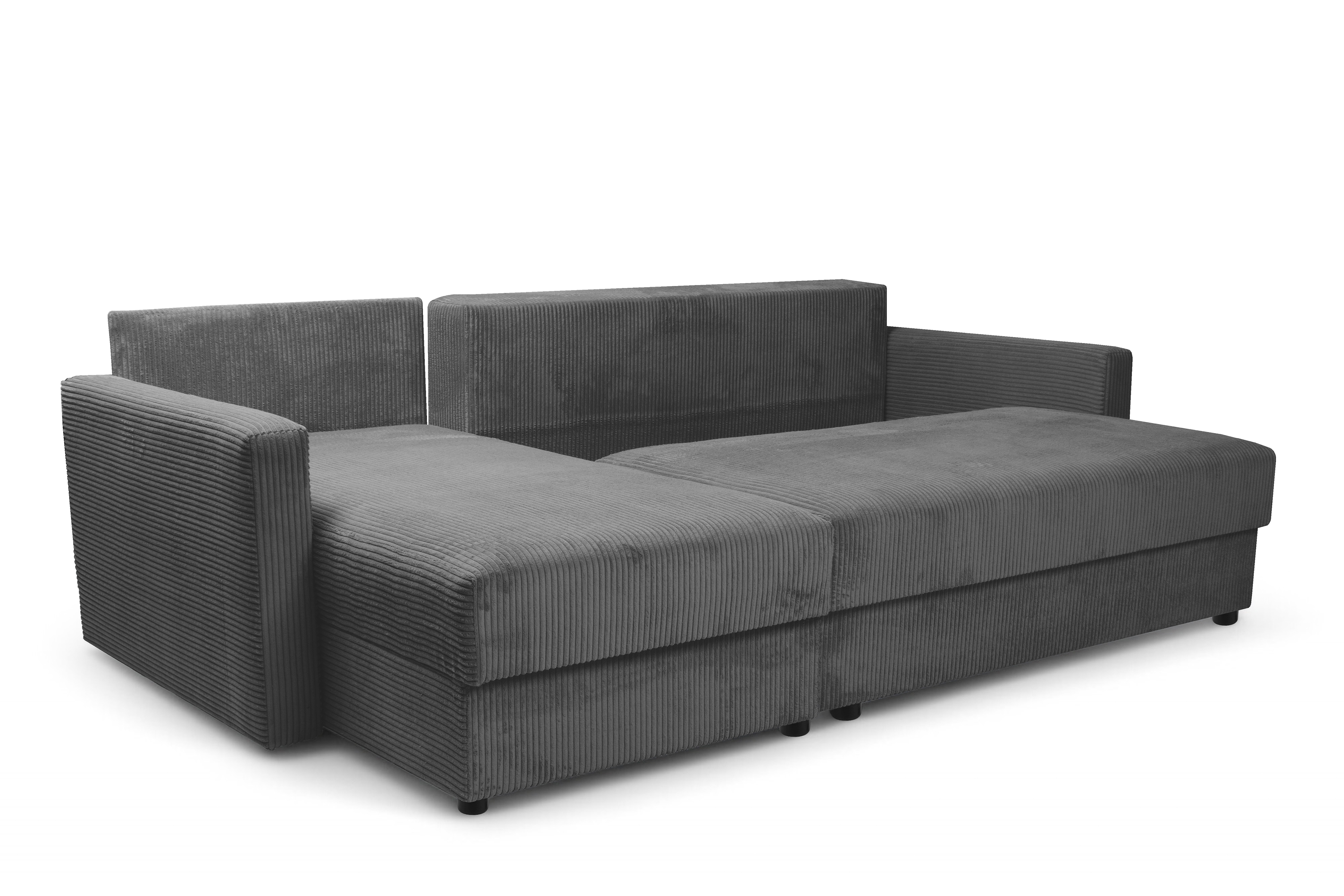 Rozkládací rohová sedací souprava Laveris - grafitová Lincoln 90 Rohová sedací souprava Laveris rozkladany uniwersalny prawo/levá - grafitová manšestr Lincoln 90