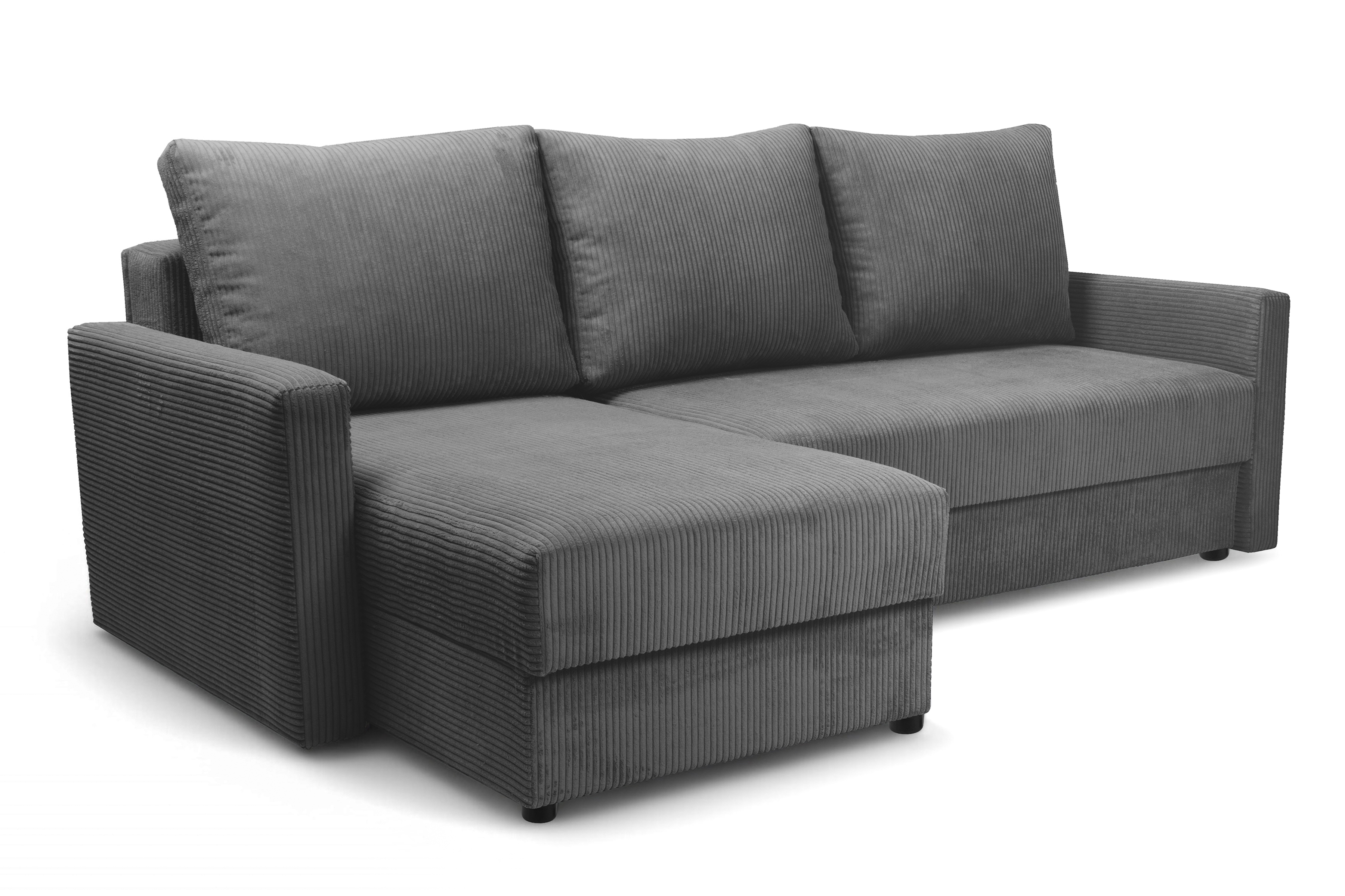 Rozkládací rohová sedací souprava Laveris - grafitová Lincoln 90 Rohová sedací souprava Laveris rozkladany uniwersalny prawo/levá - grafitová manšestr Lincoln 90