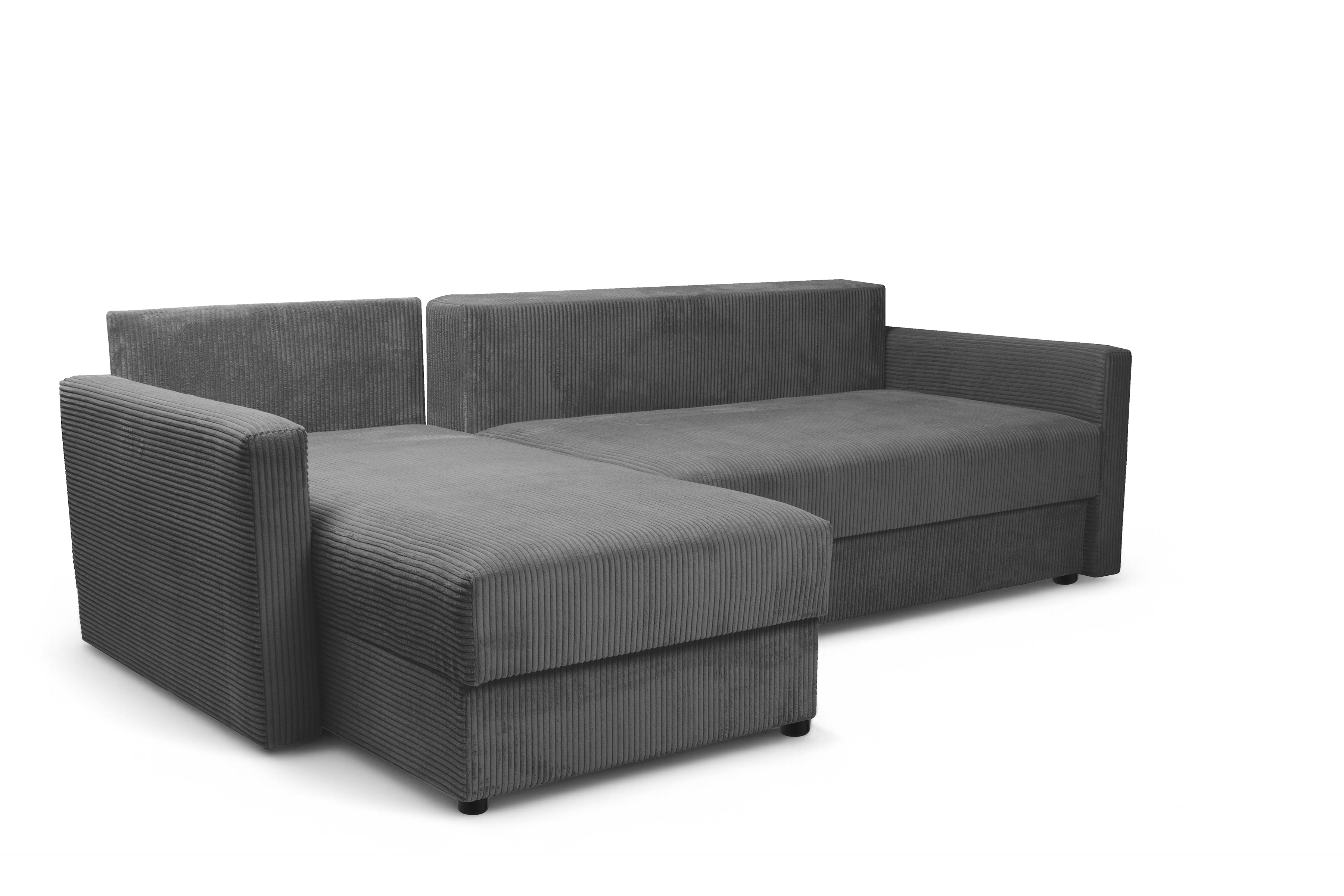 Rozkládací rohová sedací souprava Laveris - grafitová Lincoln 90 Rohová sedací souprava Laveris rozkladany uniwersalny prawo/levá - grafitová manšestr Lincoln 90