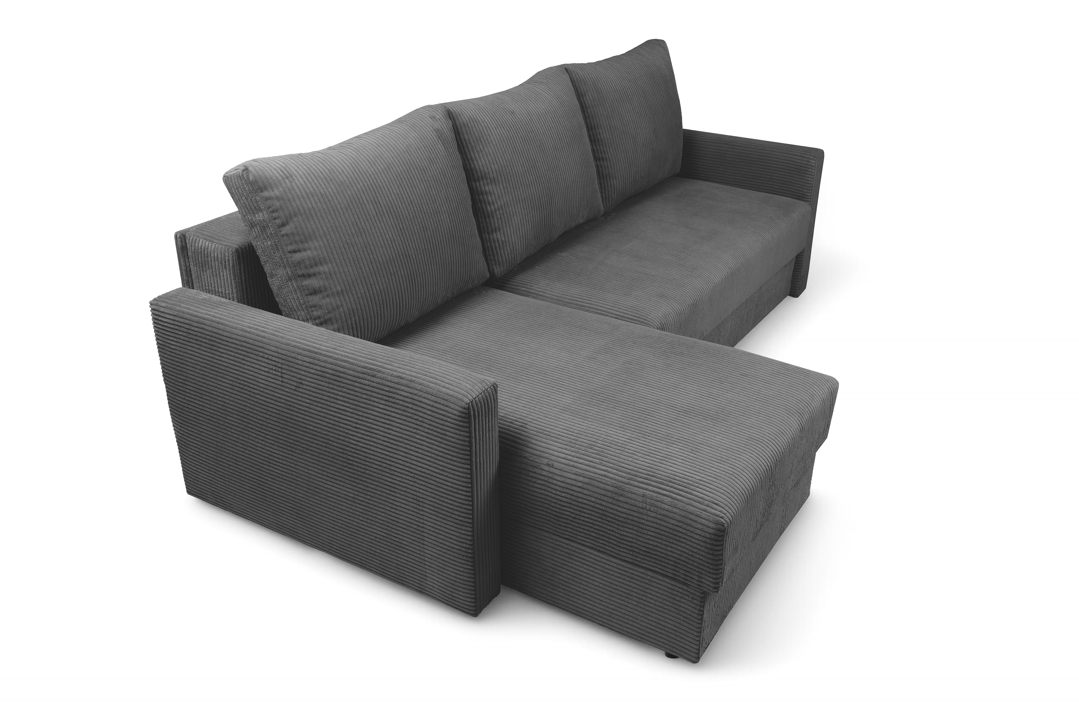 Rozkládací rohová sedací souprava Laveris - grafitová Lincoln 90 Rohová sedací souprava Laveris rozkladany uniwersalny prawo/levá - grafitová manšestr Lincoln 90