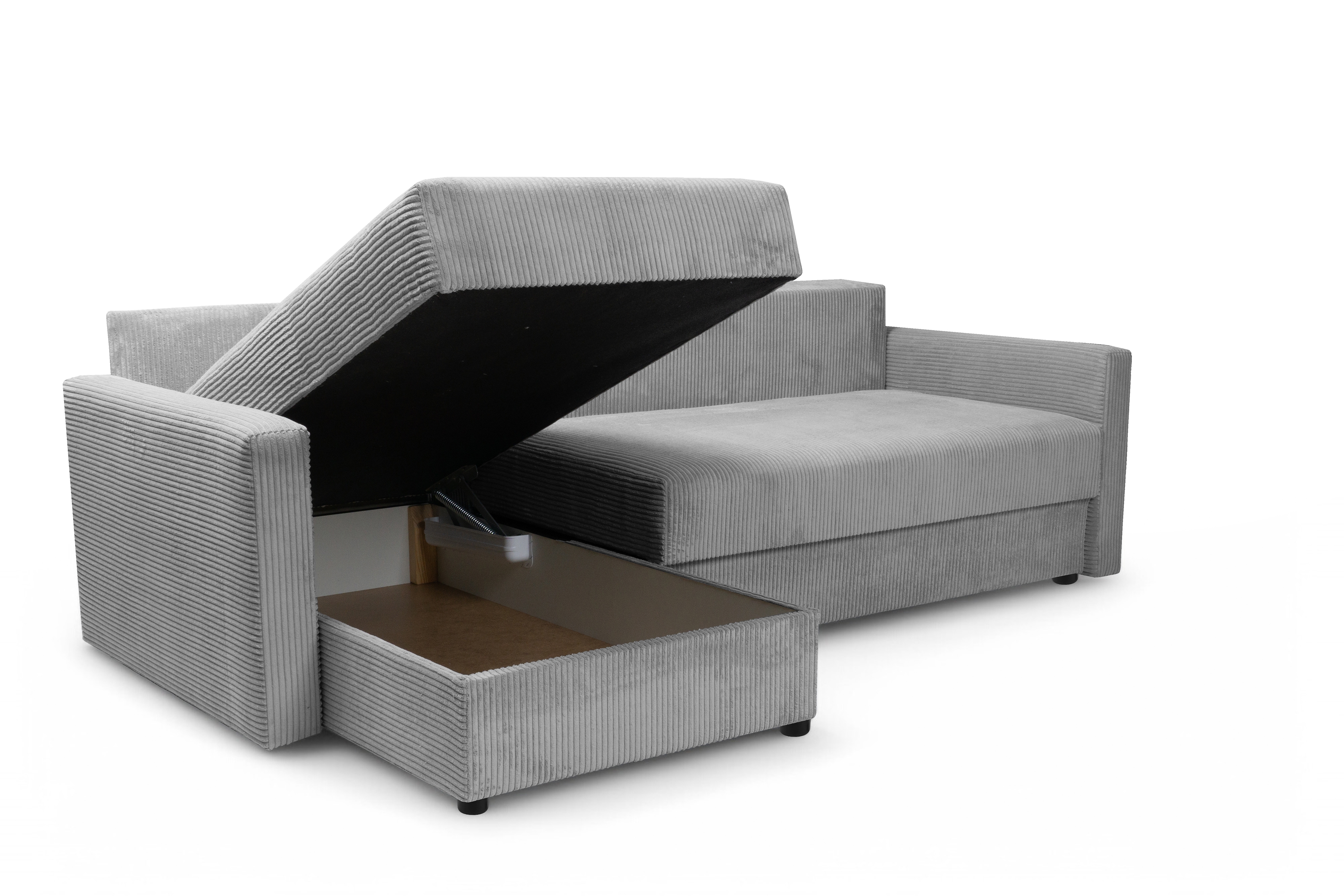 Rozkládací rohová sedací souprava Laveris - šedá Lincoln 86 Rohová sedací souprava Laveris rozkladany uniwersalny prawo/levá - šedá manšestr Lincoln 86