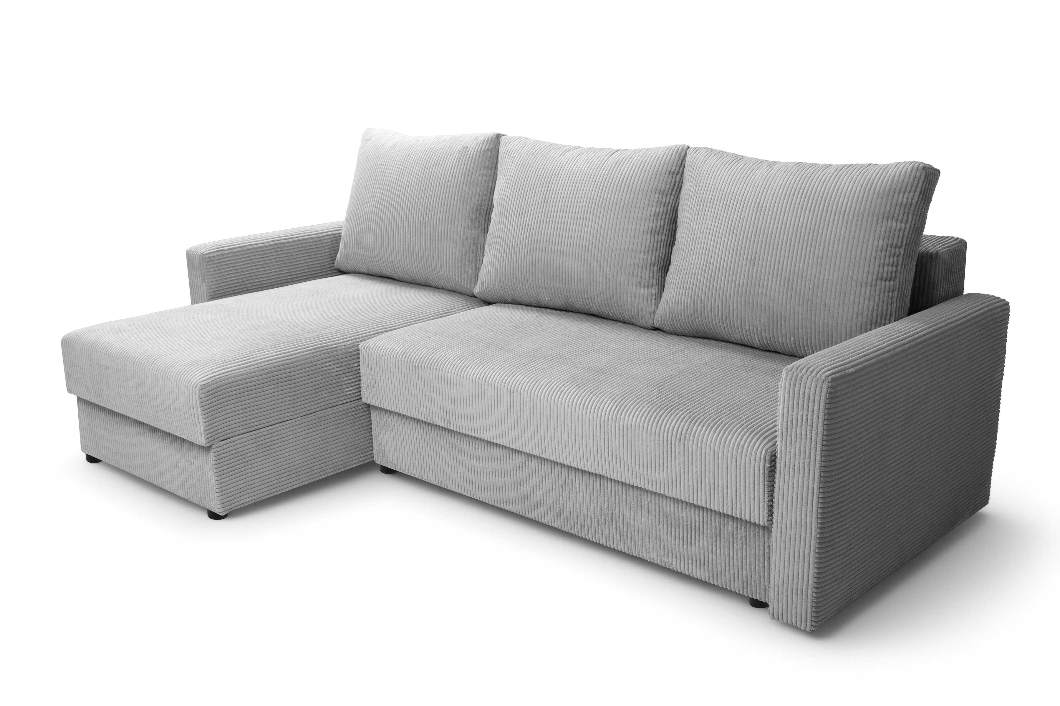 Rozkládací rohová sedací souprava Laveris - šedá Lincoln 86 Rohová sedací souprava Laveris rozkladany uniwersalny prawo/levá - šedá manšestr Lincoln 86