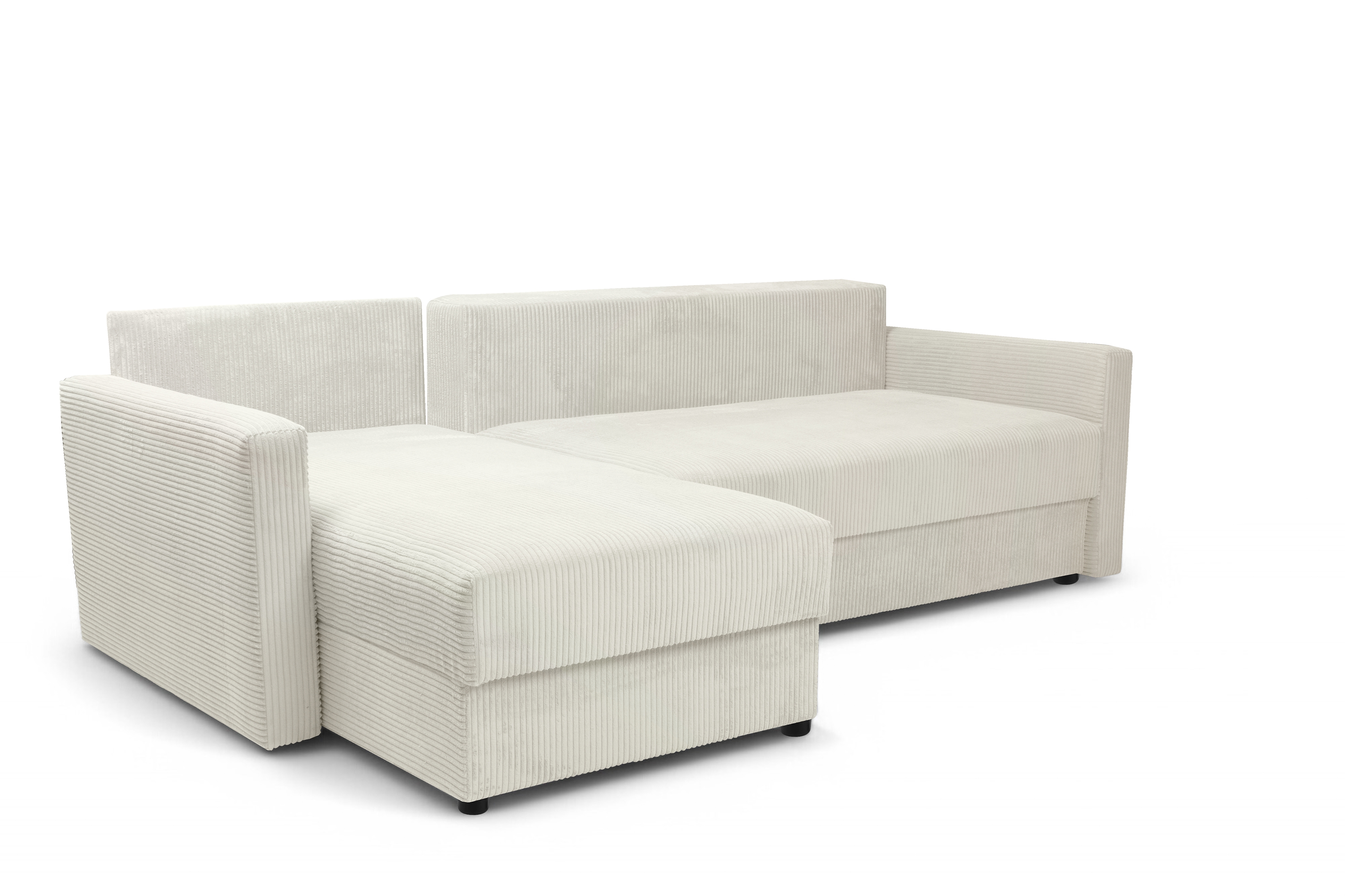 Rozkládací rohová sedací souprava Laveris - krémová Lincoln 01 Rohová sedací souprava Laveris rozkládací uniwersalny prawo/levá - Krémový manšestr Lincoln 01 