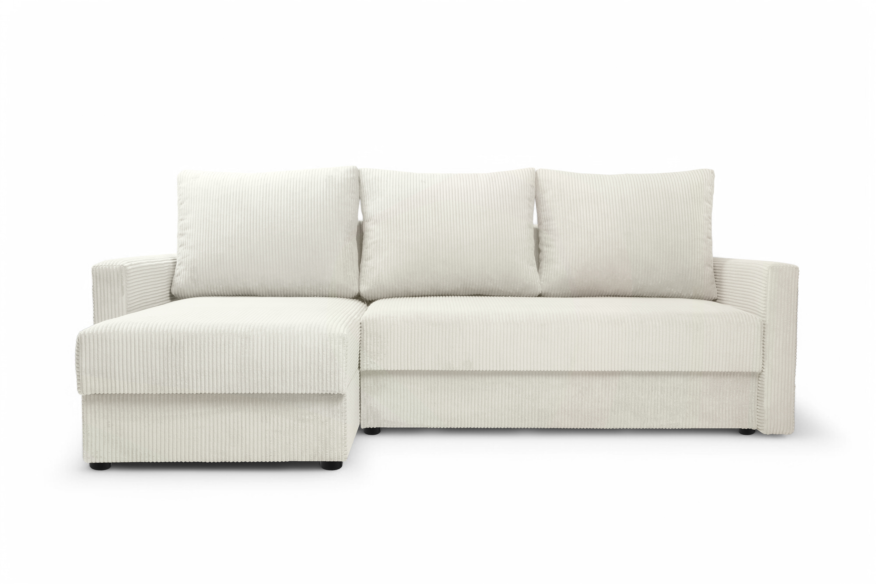 Rozkládací rohová sedací souprava Laveris - krémová Lincoln 01 Rohová sedací souprava Laveris rozkládací uniwersalny prawo/levá - Krémový manšestr Lincoln 01 