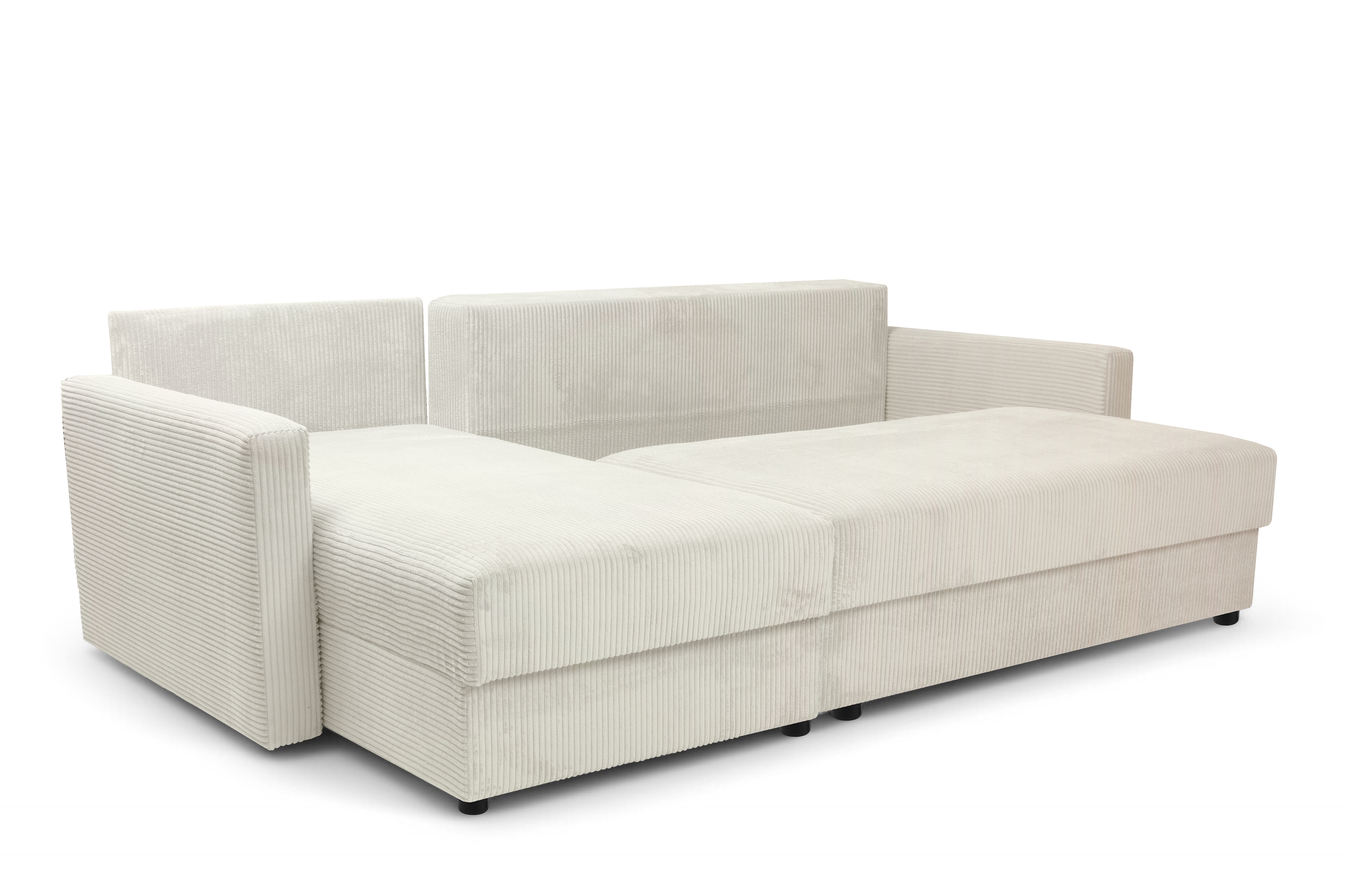 Rozkládací rohová sedací souprava Laveris - krémová Lincoln 01 Rohová sedací souprava Laveris rozkládací uniwersalny prawo/levá - Krémový manšestr Lincoln 01 