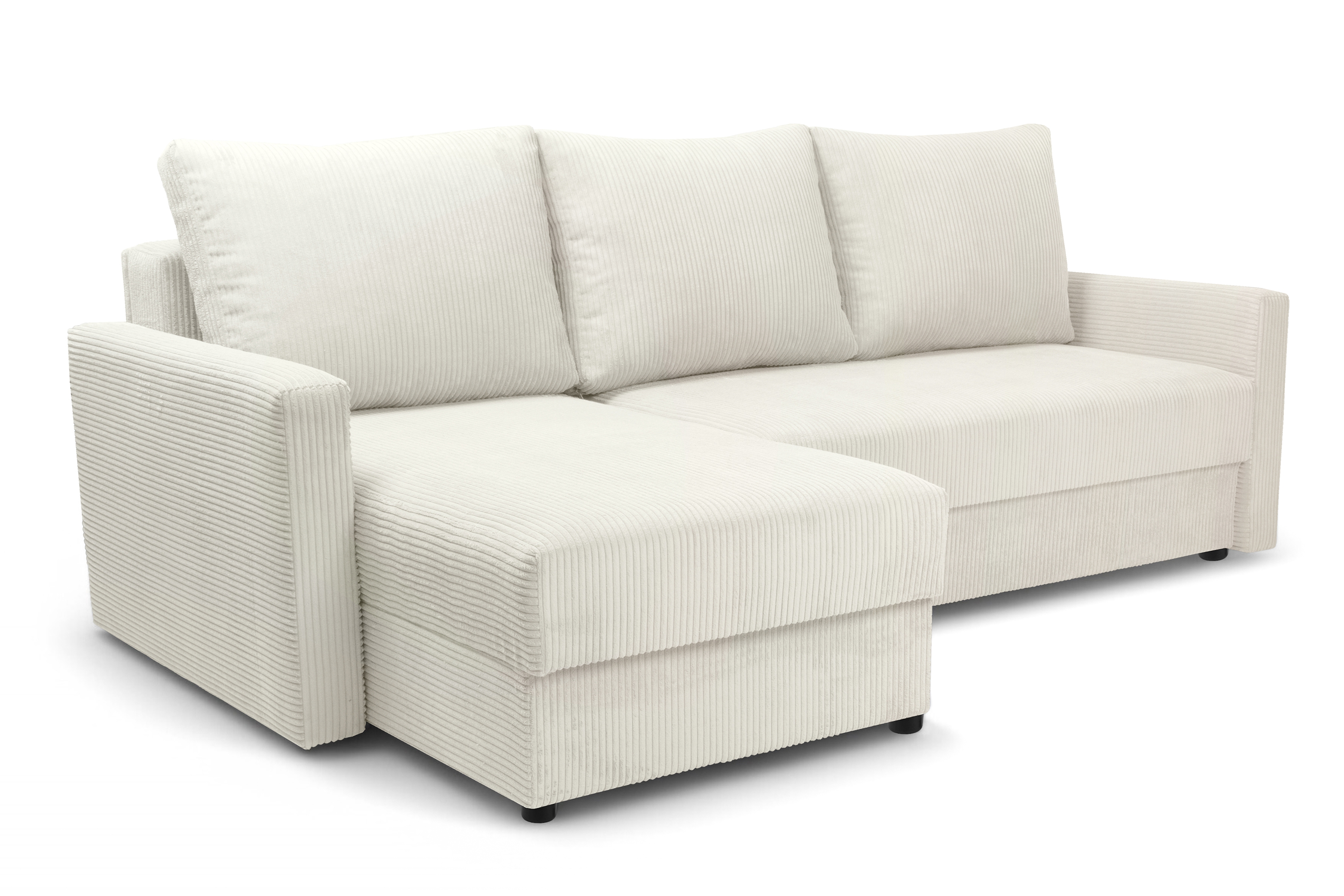 Rozkládací rohová sedací souprava Laveris - krémová Lincoln 01 Rohová sedací souprava Laveris rozkládací uniwersalny prawo/levá - Krémový manšestr Lincoln 01 