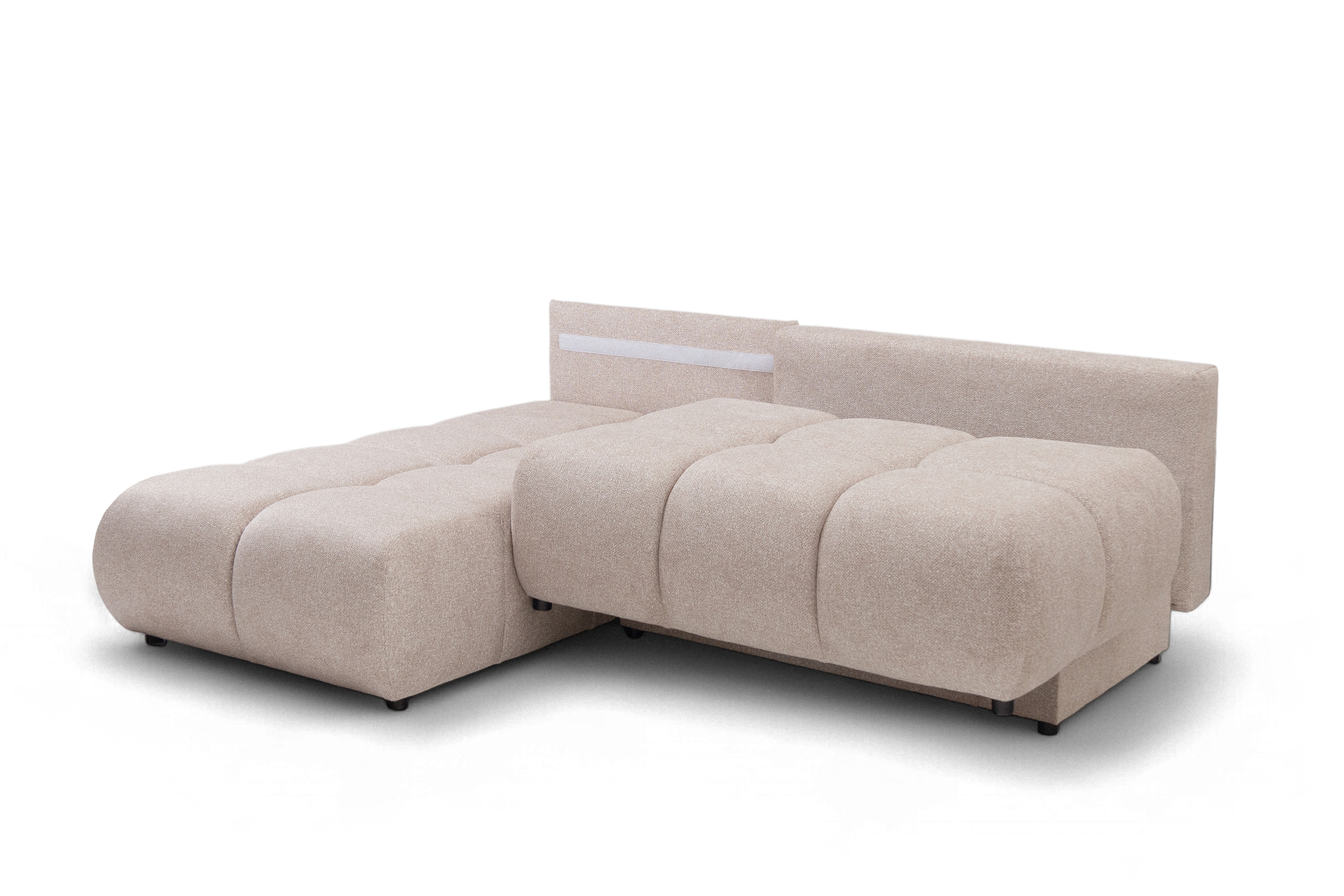 Rohová sedačka Lerio ľavostranná s rozkladom na spanie - svetlobéžová hydrofóbna látka Blur 02 Rohová sedacia súprava Lerio Ľavá strana s funkciou spánku - jasno Béžová dzianina hydrofobowa Blur 02