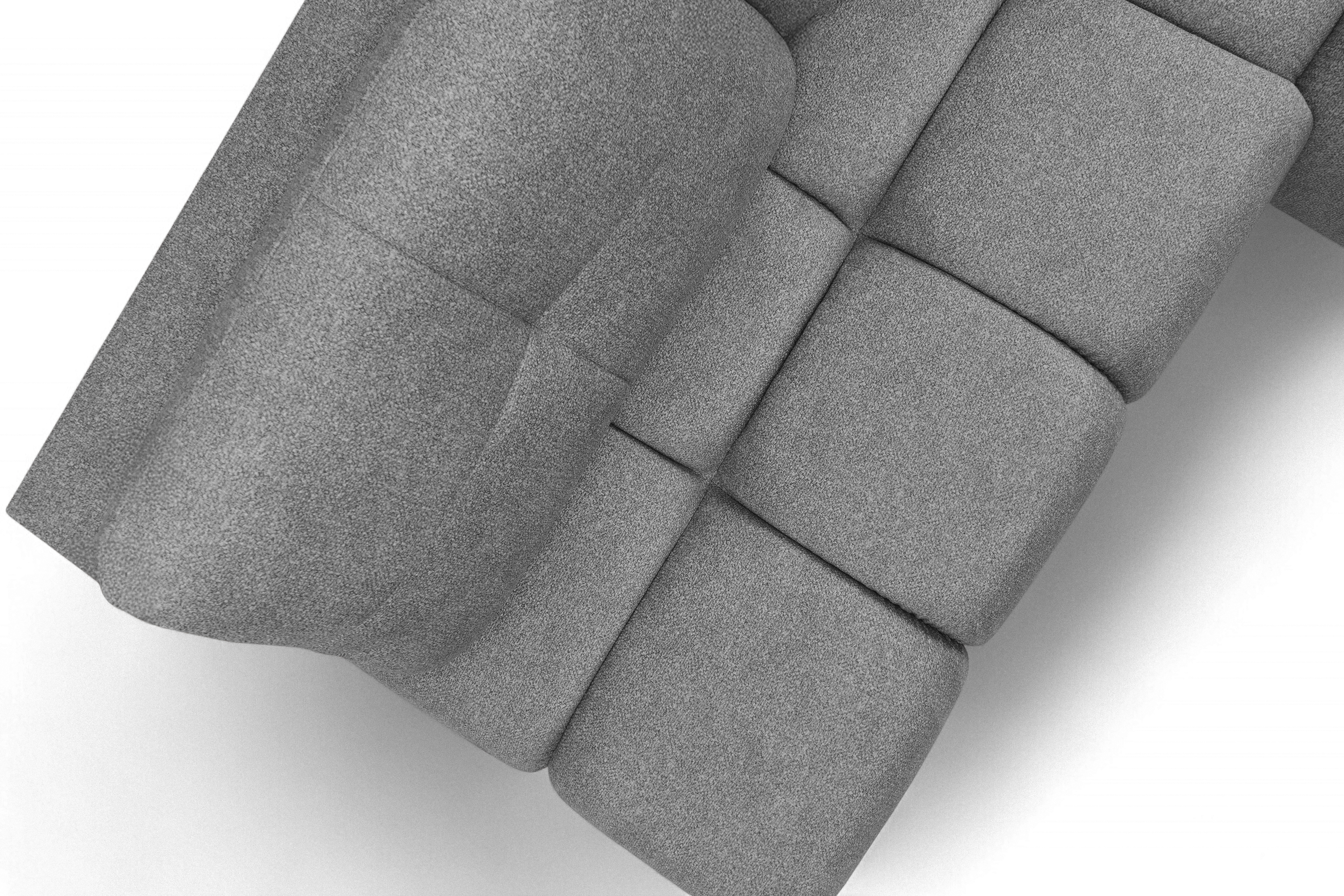 Rohová pohovka Lerio levostranná s rozkladem - světle šedá hydrofobní tkanina Blur 18 Rohová sedací souprava Lerio levá rozkládací - jasno šedá Pletenina Blur 18