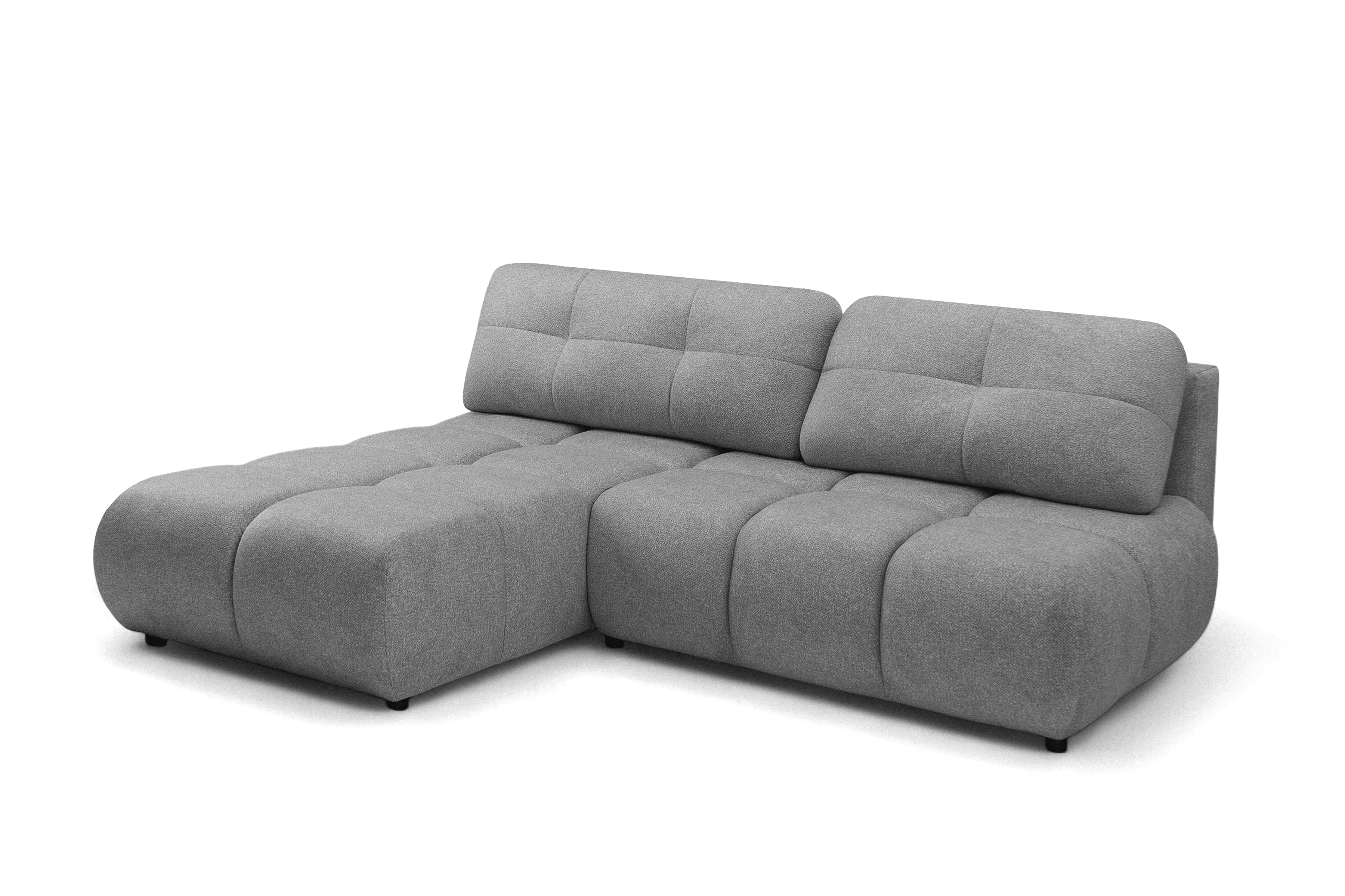 Rohová pohovka Lerio levostranná s rozkladem - světle šedá hydrofobní tkanina Blur 18 Rohová sedací souprava Lerio levá rozkládací - jasno šedá Pletenina Blur 18