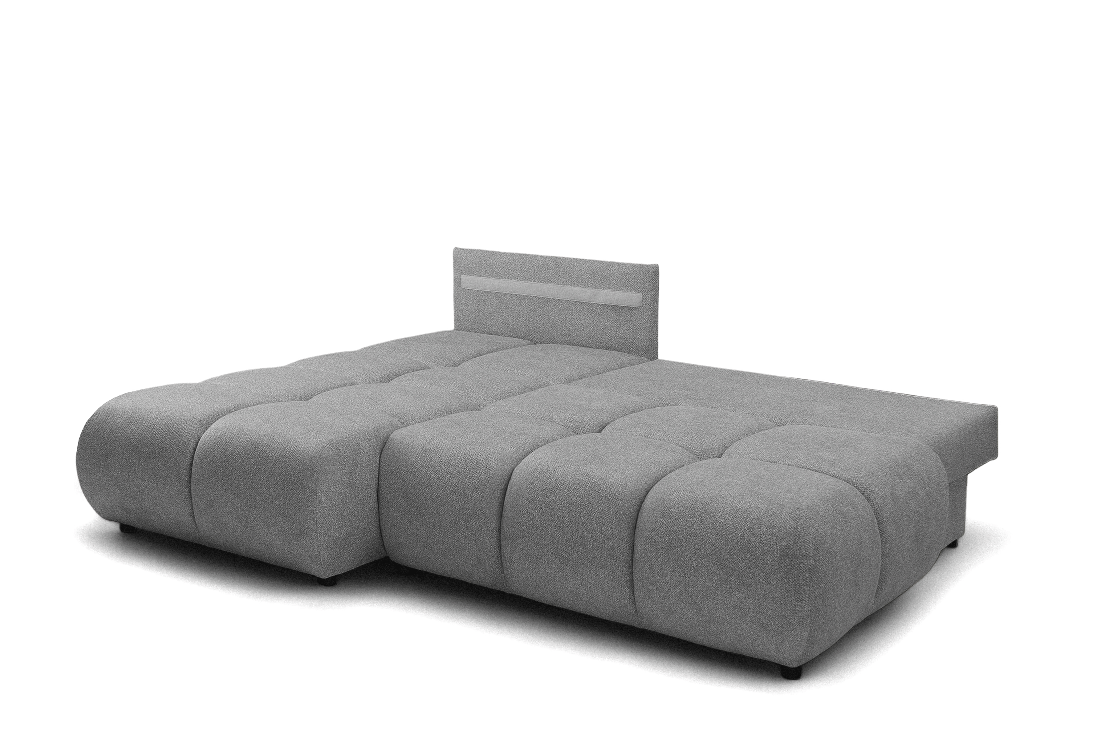 Rohová pohovka Lerio levostranná s rozkladem - světle šedá hydrofobní tkanina Blur 18 Rohová sedací souprava Lerio levá rozkládací - jasno šedá Pletenina Blur 18