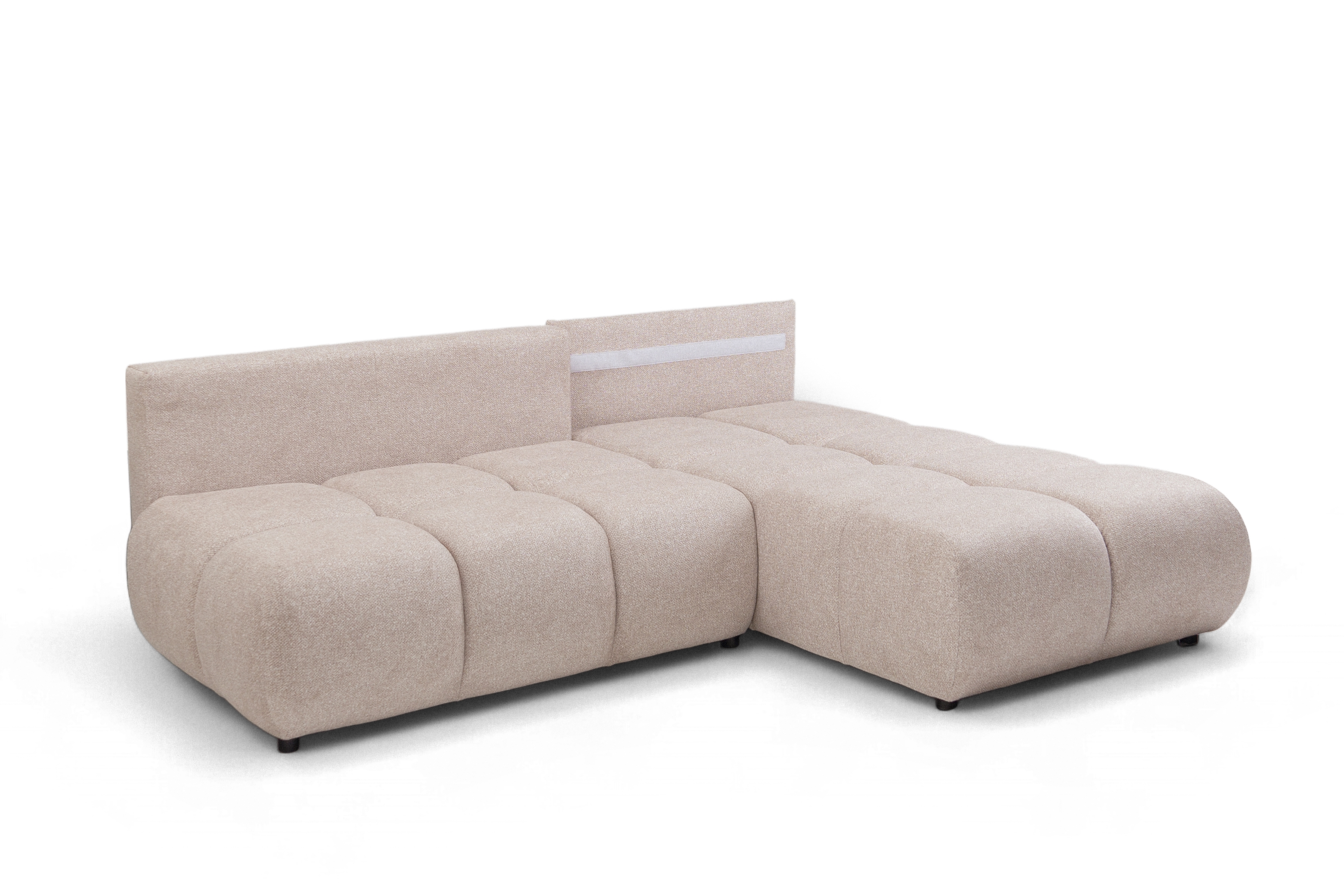 Rohová sedačka Lerio s rozkládací funkcí - světle béžová hydrofobní tkanina Blur 02 Rohová sedací souprava Lerio rozkládací - jasno béžová Pletenina hydrofobowa Blur 02