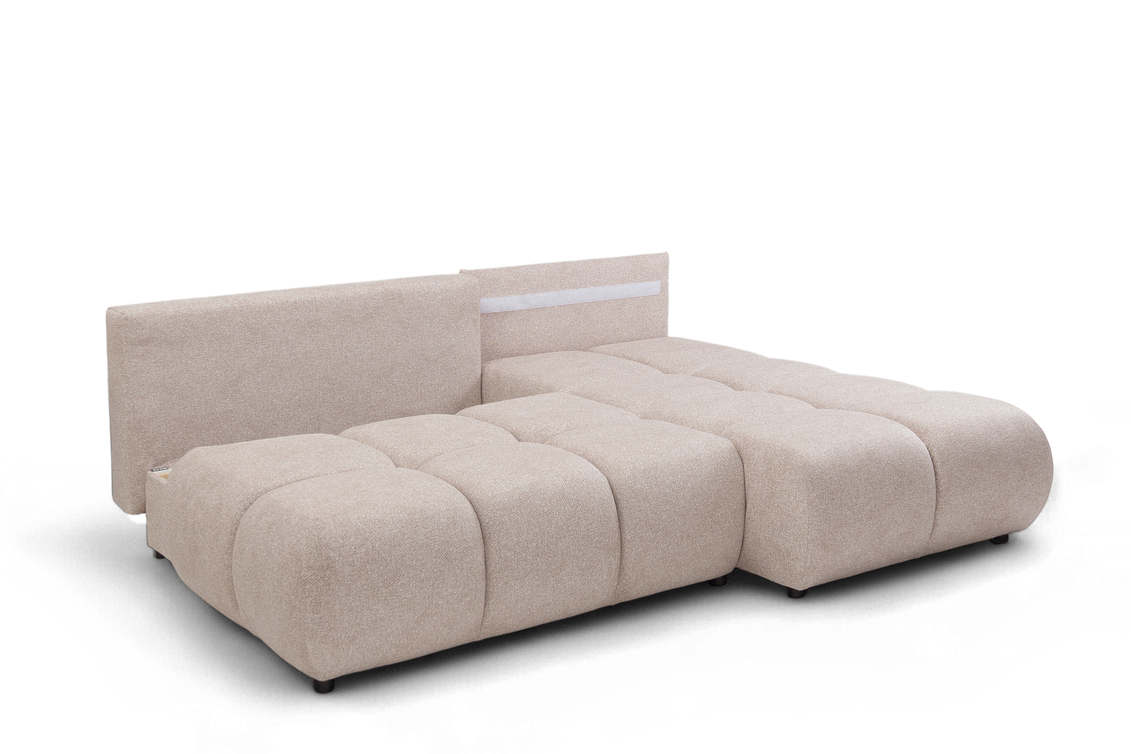 Rohová sedačka Lerio s rozkládací funkcí - světle béžová hydrofobní tkanina Blur 02 Rohová sedací souprava Lerio rozkládací - jasno béžová Pletenina hydrofobowa Blur 02