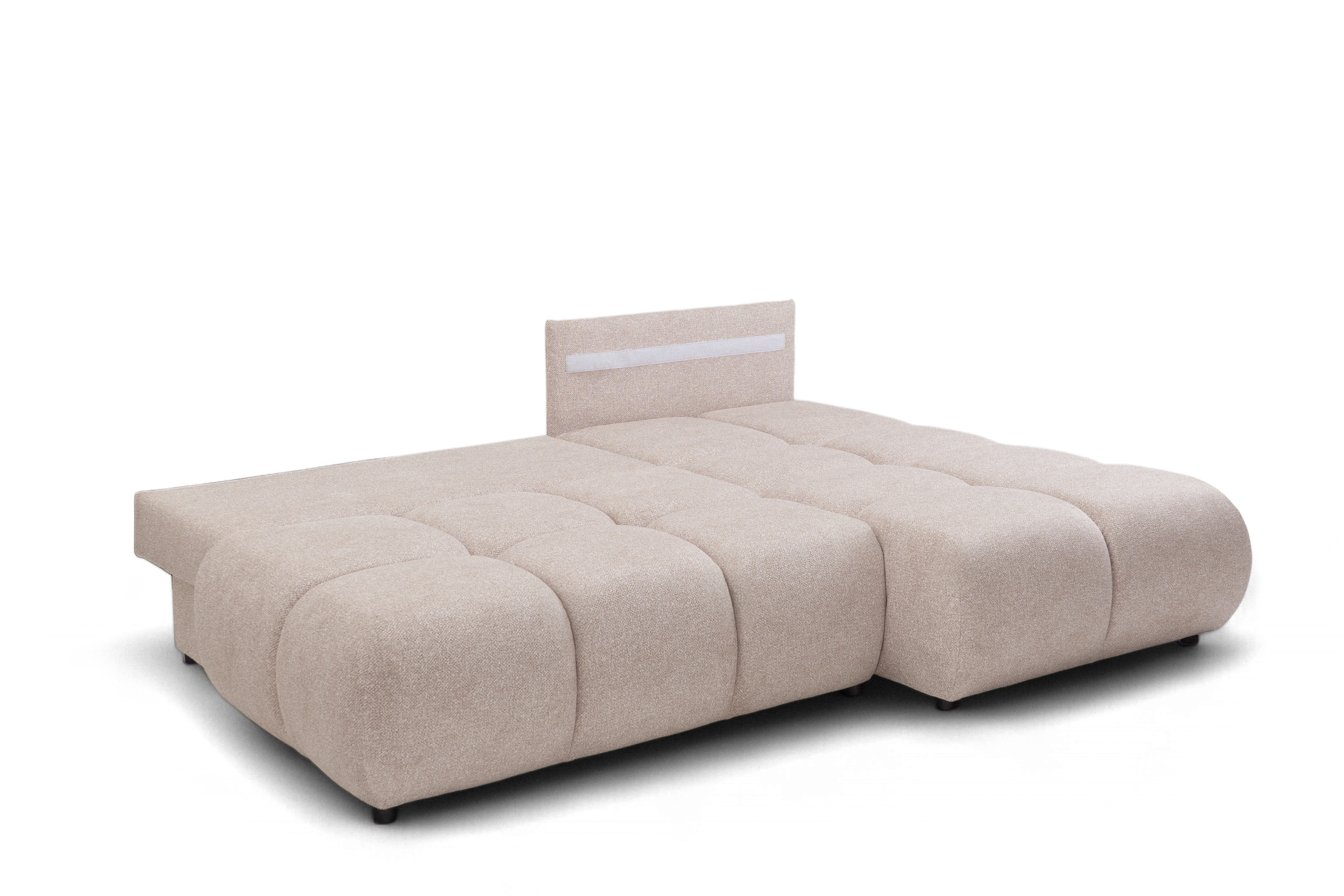 Rohová sedačka Lerio s rozkládací funkcí - světle béžová hydrofobní tkanina Blur 02 Rohová sedací souprava Lerio rozkládací - jasno béžová Pletenina hydrofobowa Blur 02