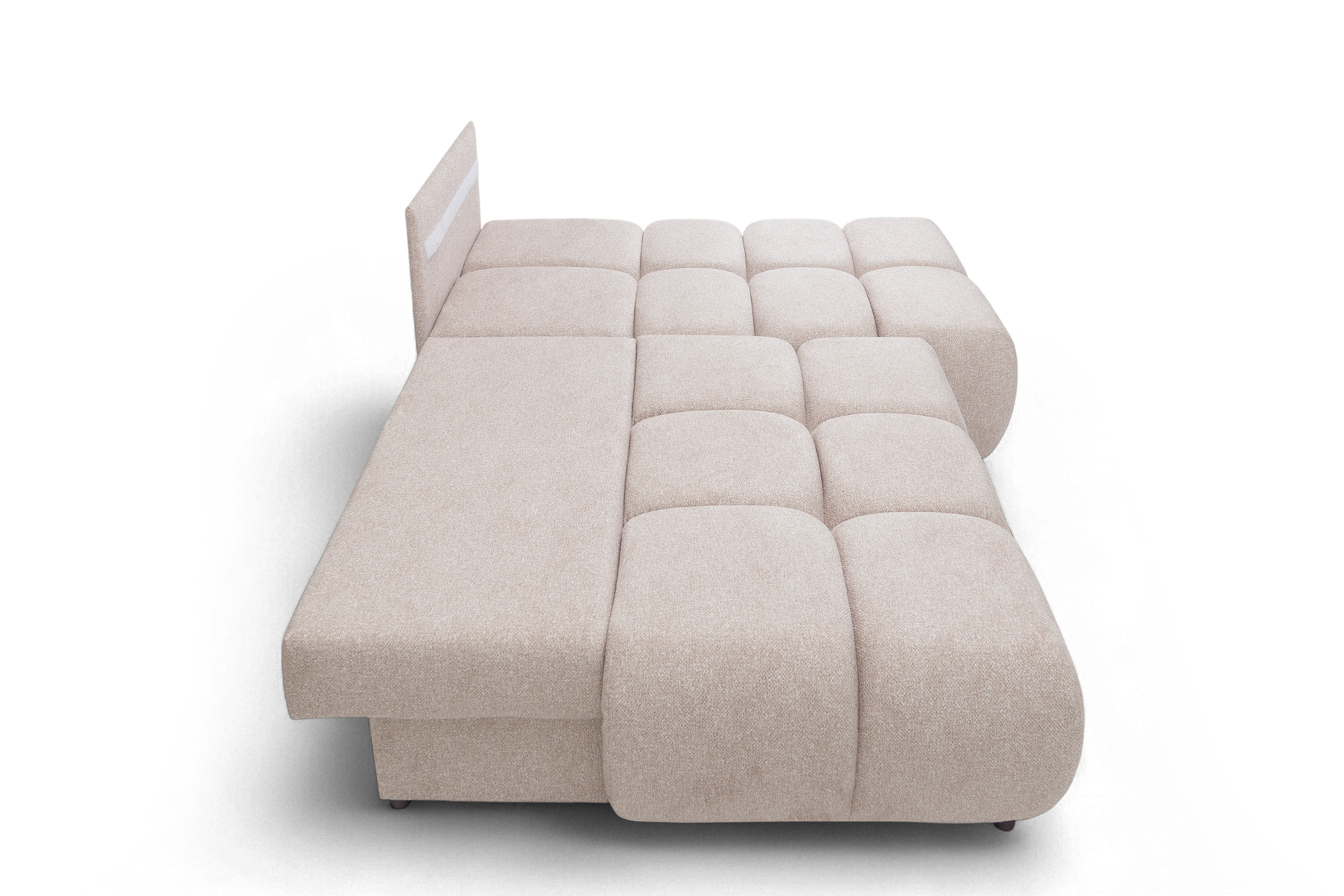 Rohová sedačka Lerio s rozkládací funkcí - světle béžová hydrofobní tkanina Blur 02 Rohová sedací souprava Lerio rozkládací - jasno béžová Pletenina hydrofobowa Blur 02