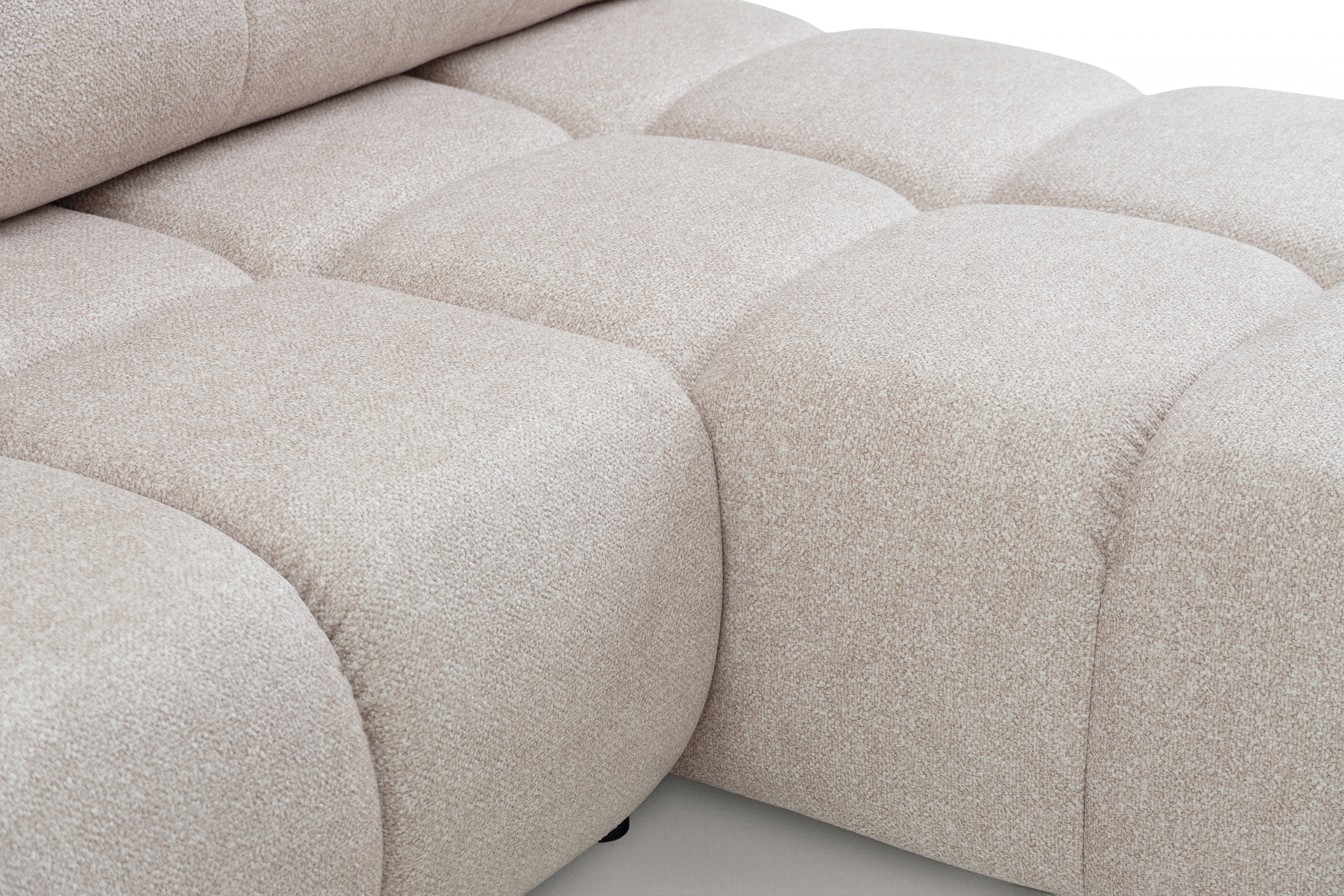 Rohová sedačka Lerio s rozkládací funkcí - světle béžová hydrofobní tkanina Blur 02 Rohová sedací souprava Lerio rozkládací - jasno béžová Pletenina hydrofobowa Blur 02