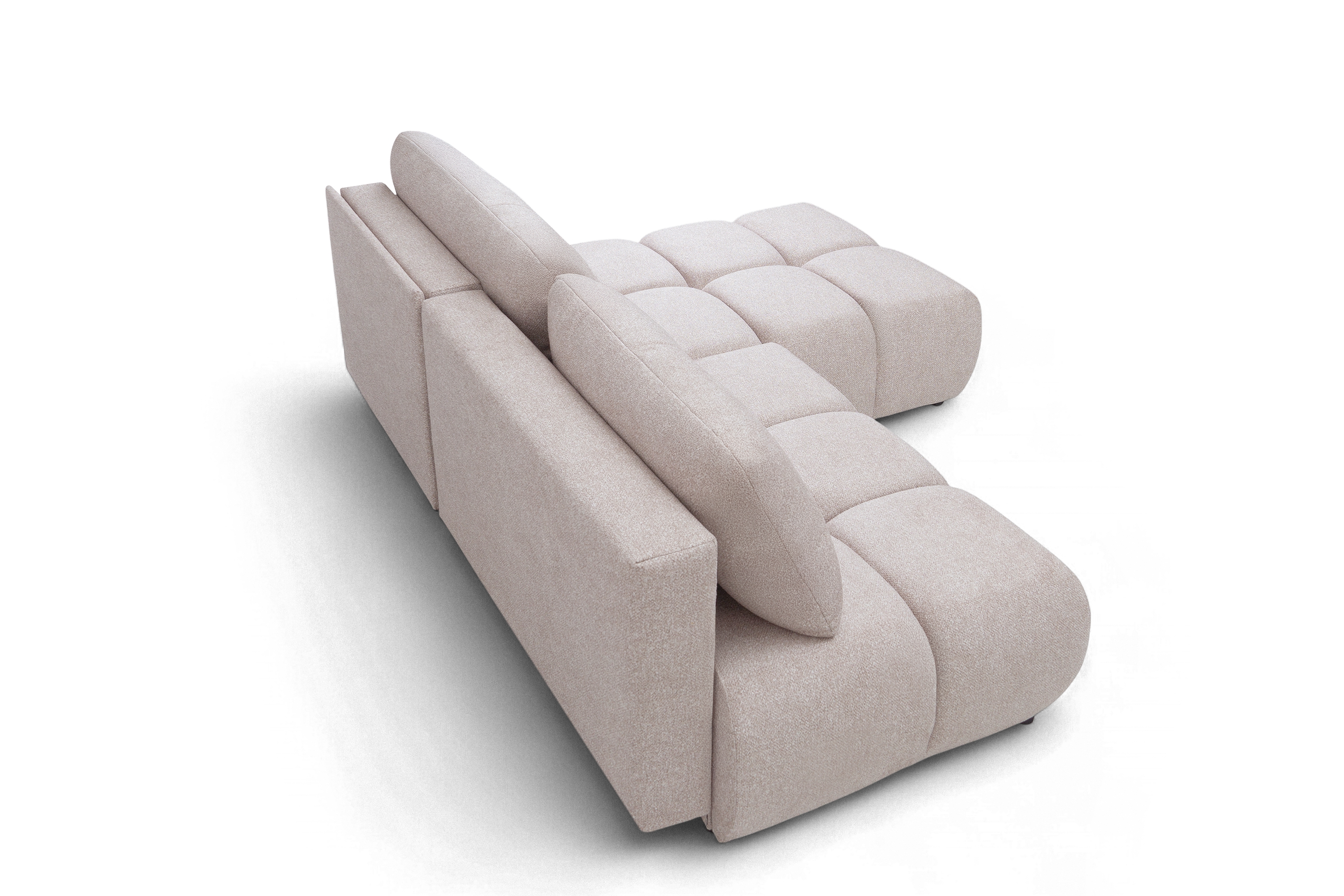 Rohová sedačka Lerio s rozkládací funkcí - světle béžová hydrofobní tkanina Blur 02 Rohová sedací souprava Lerio rozkládací - jasno béžová Pletenina hydrofobowa Blur 02