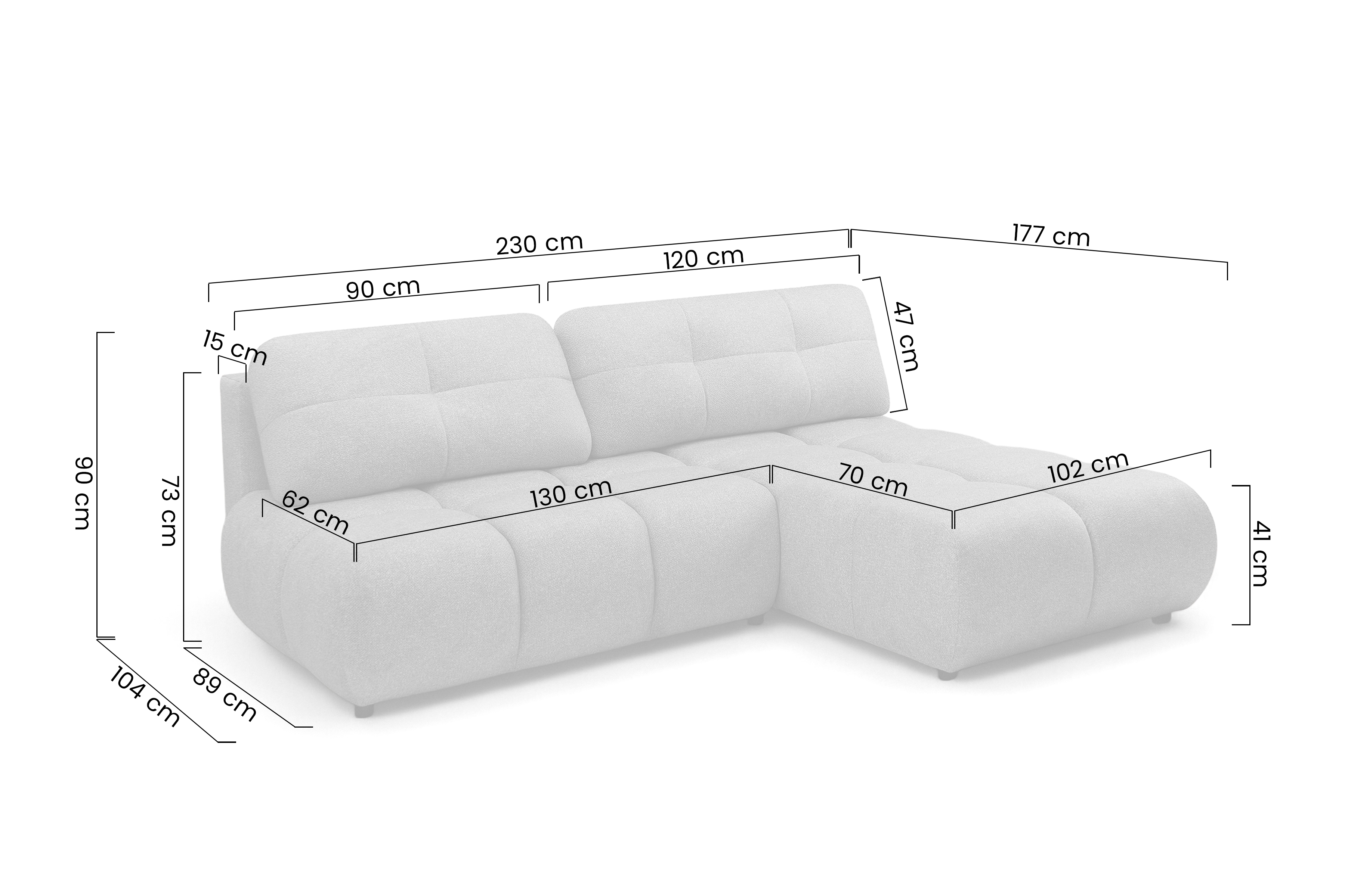 Rohová sedačka Lerio s rozkladem na spaní - světle šedá hydrofobní tkanina Blur 18 Rohová sedací souprava Lerio rozkládací - jasno šedá Pletenina hydrofobowa Blur 18