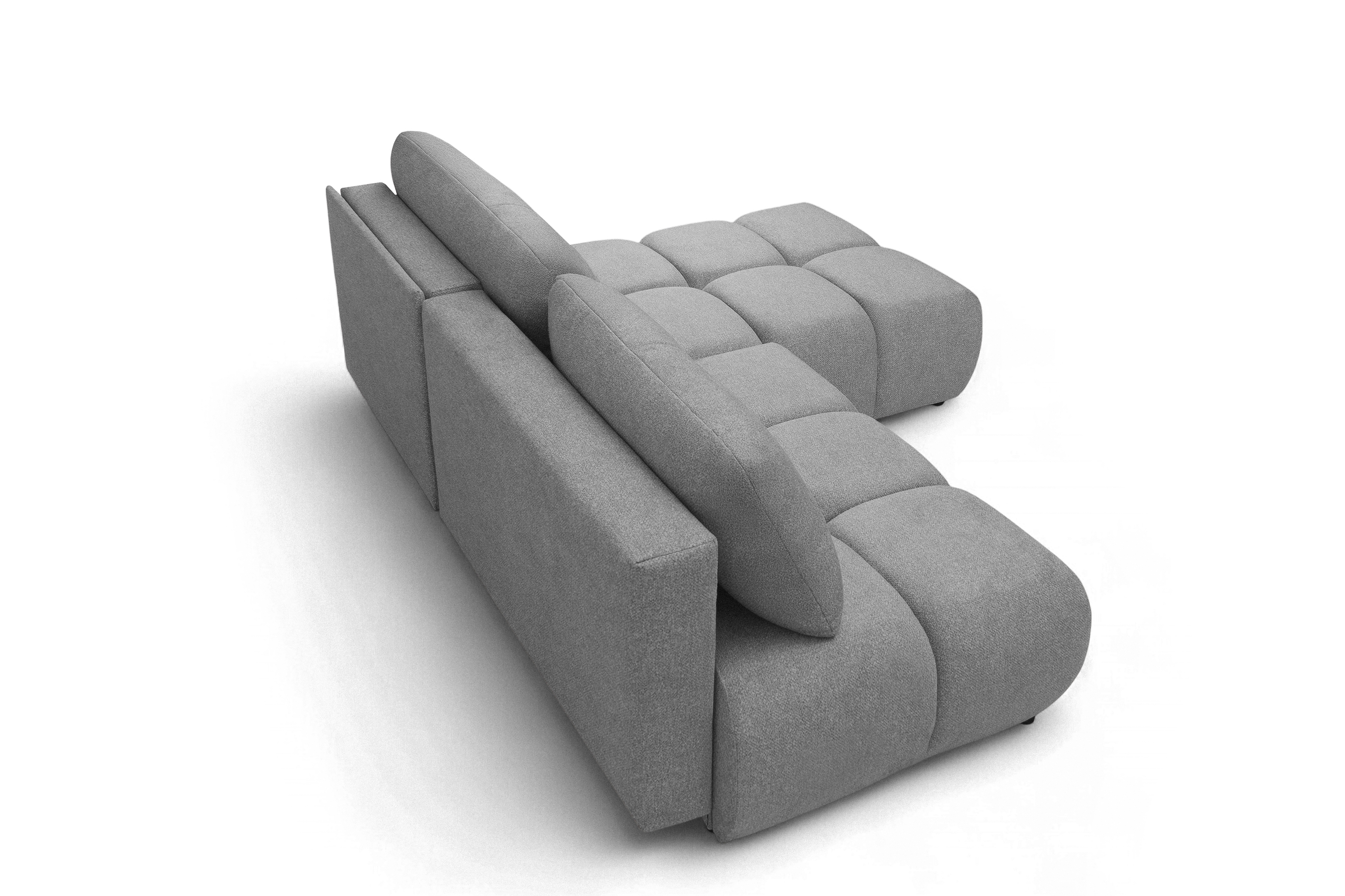 Rohová sedačka Lerio s rozkladem na spaní - světle šedá hydrofobní tkanina Blur 18 Rohová sedací souprava Lerio rozkládací - jasno šedá Pletenina hydrofobowa Blur 18