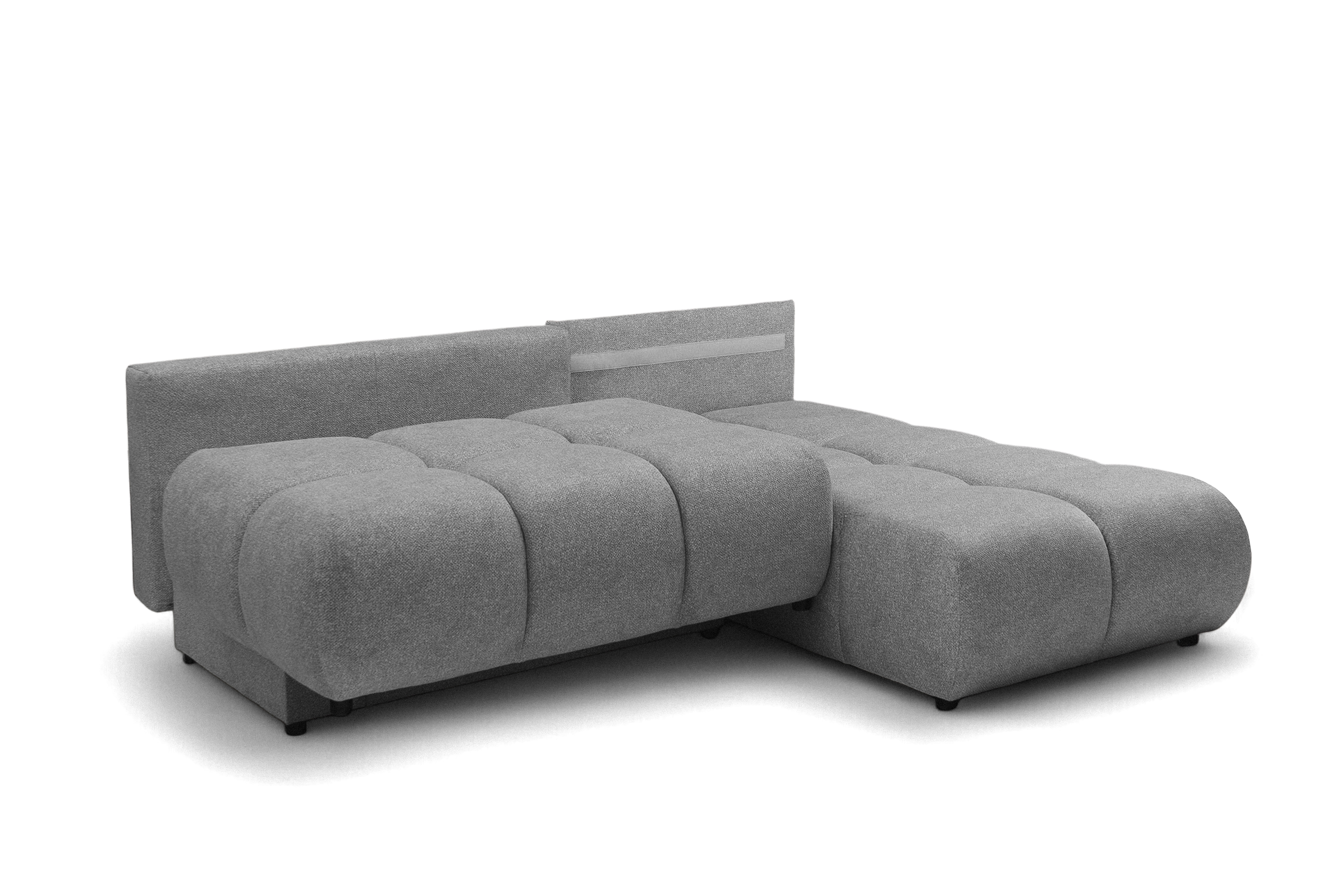 Rohová sedačka Lerio s rozkladem na spaní - světle šedá hydrofobní tkanina Blur 18 Rohová sedací souprava Lerio rozkládací - jasno šedá Pletenina hydrofobowa Blur 18