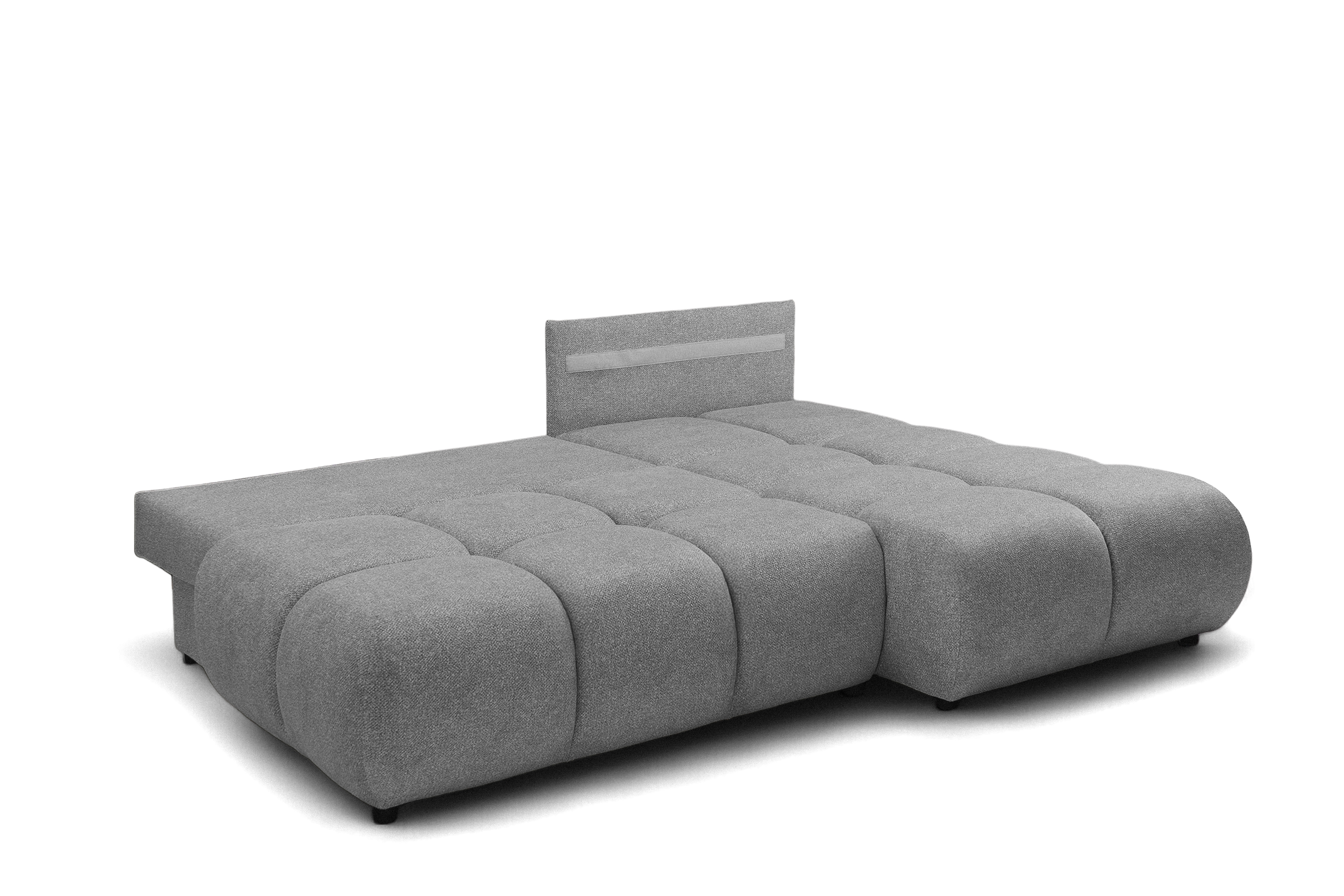 Rohová sedačka Lerio s rozkladem na spaní - světle šedá hydrofobní tkanina Blur 18 Rohová sedací souprava Lerio rozkládací - jasno šedá Pletenina hydrofobowa Blur 18