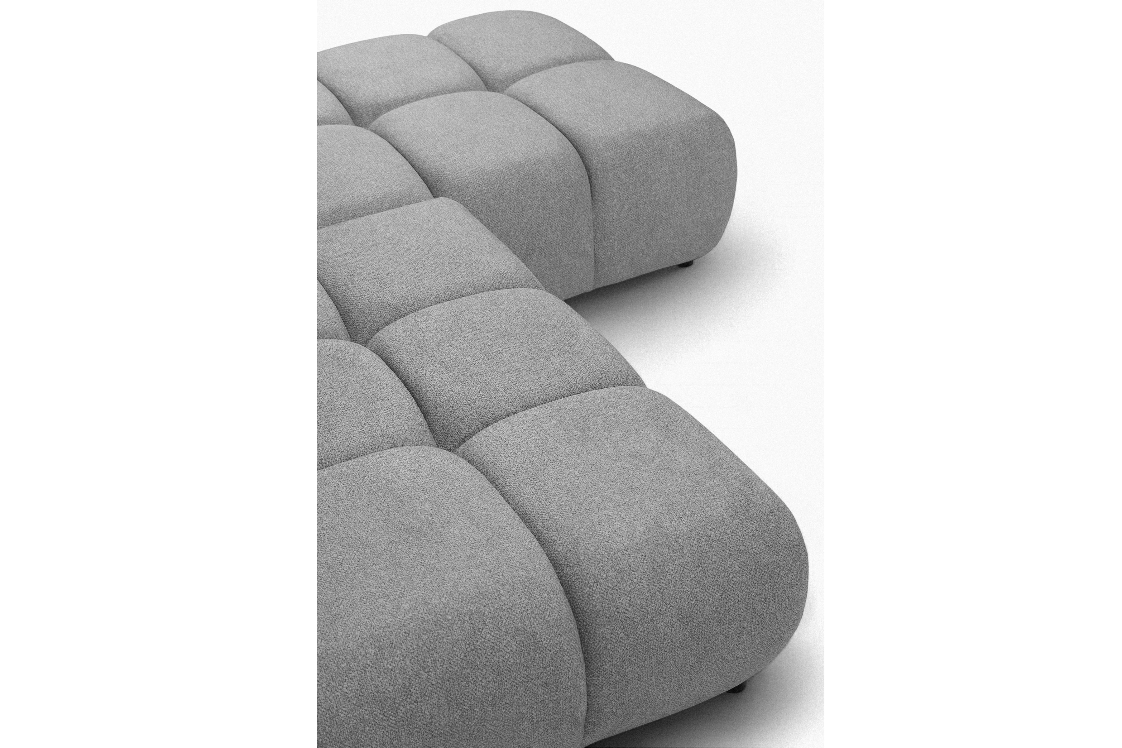 Rohová sedačka Lerio s rozkladem na spaní - světle šedá hydrofobní tkanina Blur 18 Rohová sedací souprava Lerio rozkládací - jasno šedá Pletenina hydrofobowa Blur 18