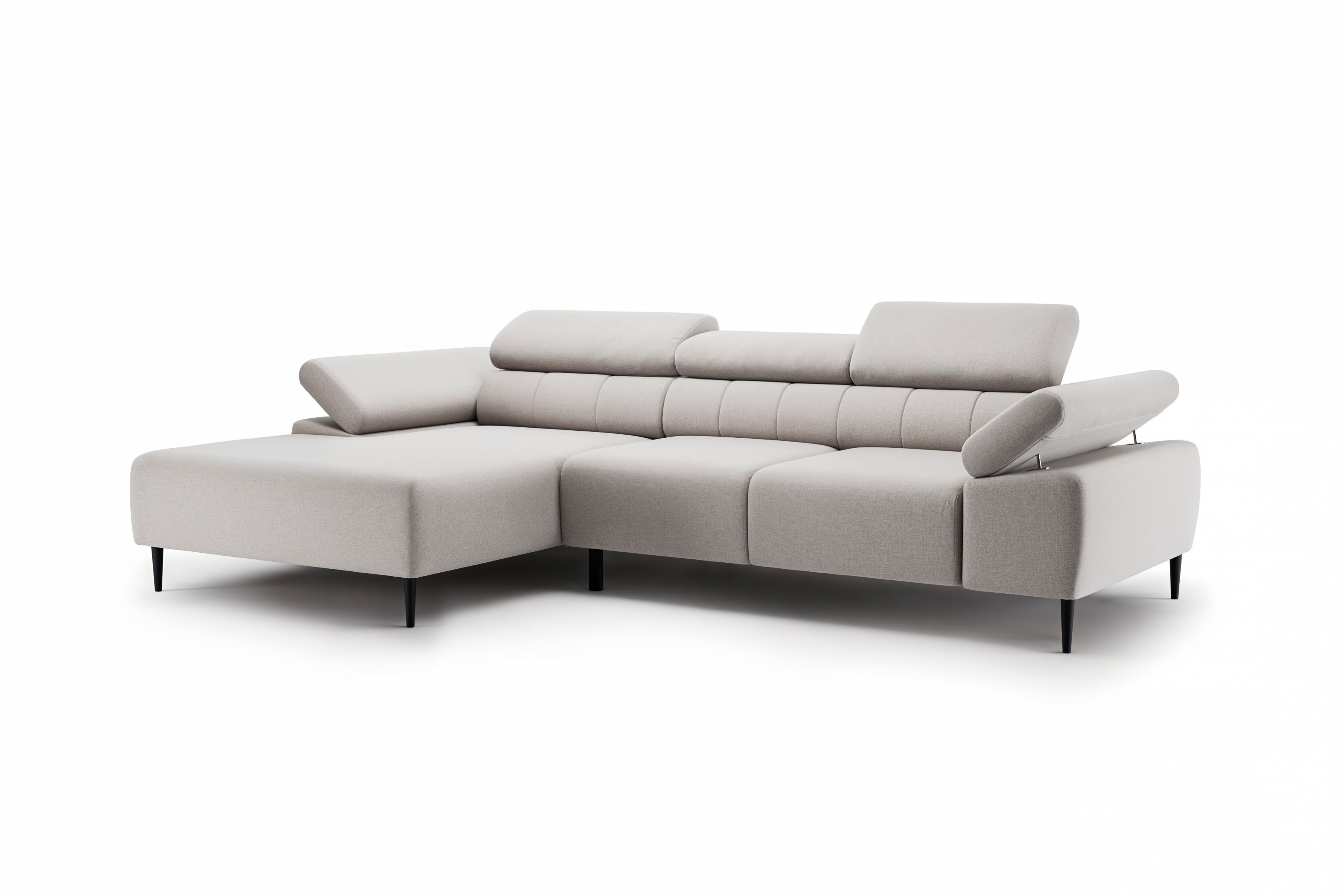 Rohová sedačka Taloria Mini s el. výsuvným sedadlom ľavá - béžová ľahkočistiaca látka Maya 01 / čierne nožičky  Rohová sedacia súprava Ľavá strana Taloria Mini - Maya 01, nožičky čierny