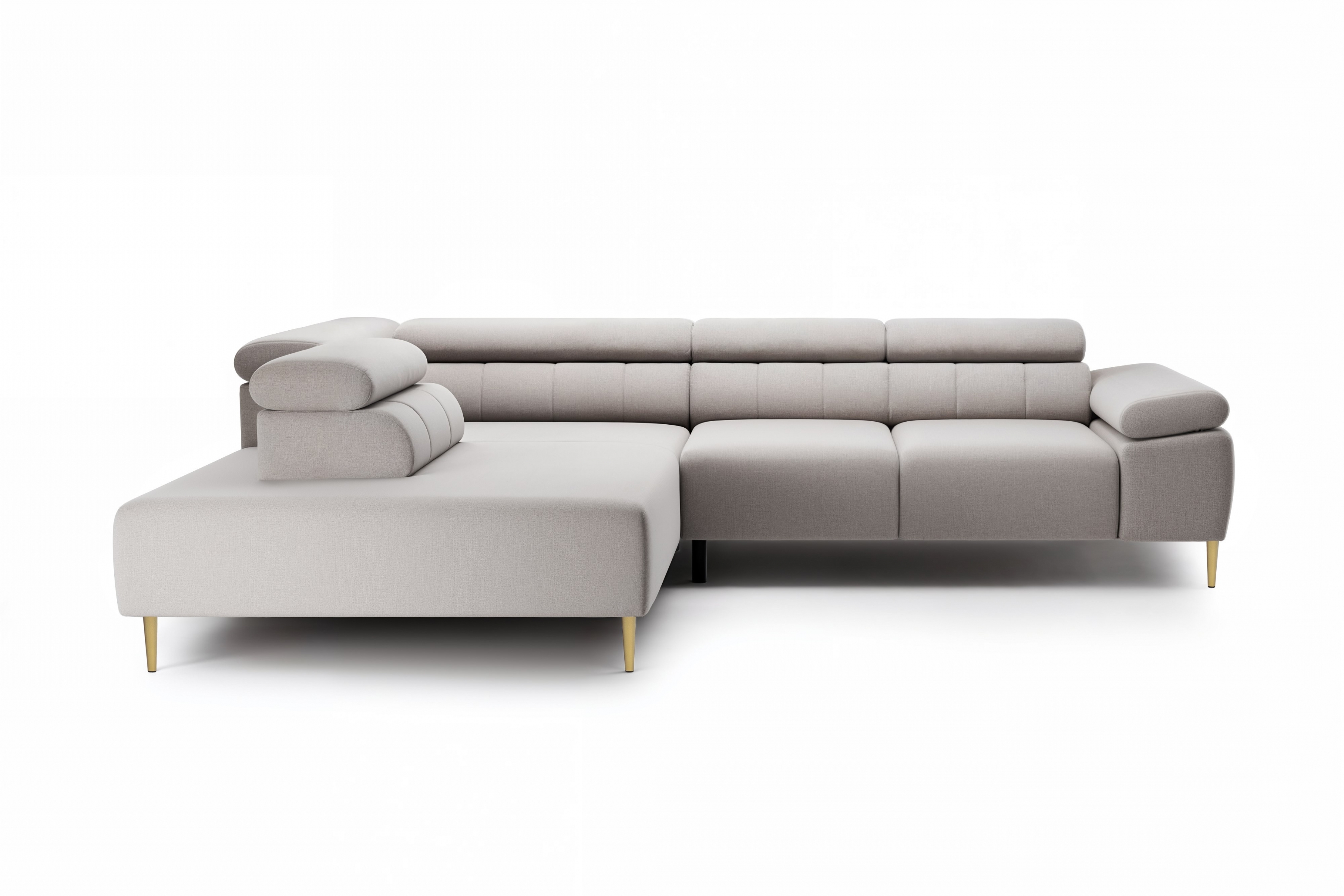 Rohová sedačka Taloria L s el. výsuvným sedadlom ľavá - béžová ľahkočistiaca látka Maya 01 / zlaté nožičky Rohová sedacia súprava Ľavá strana Taloria L - Maya 01, nožičky zlote