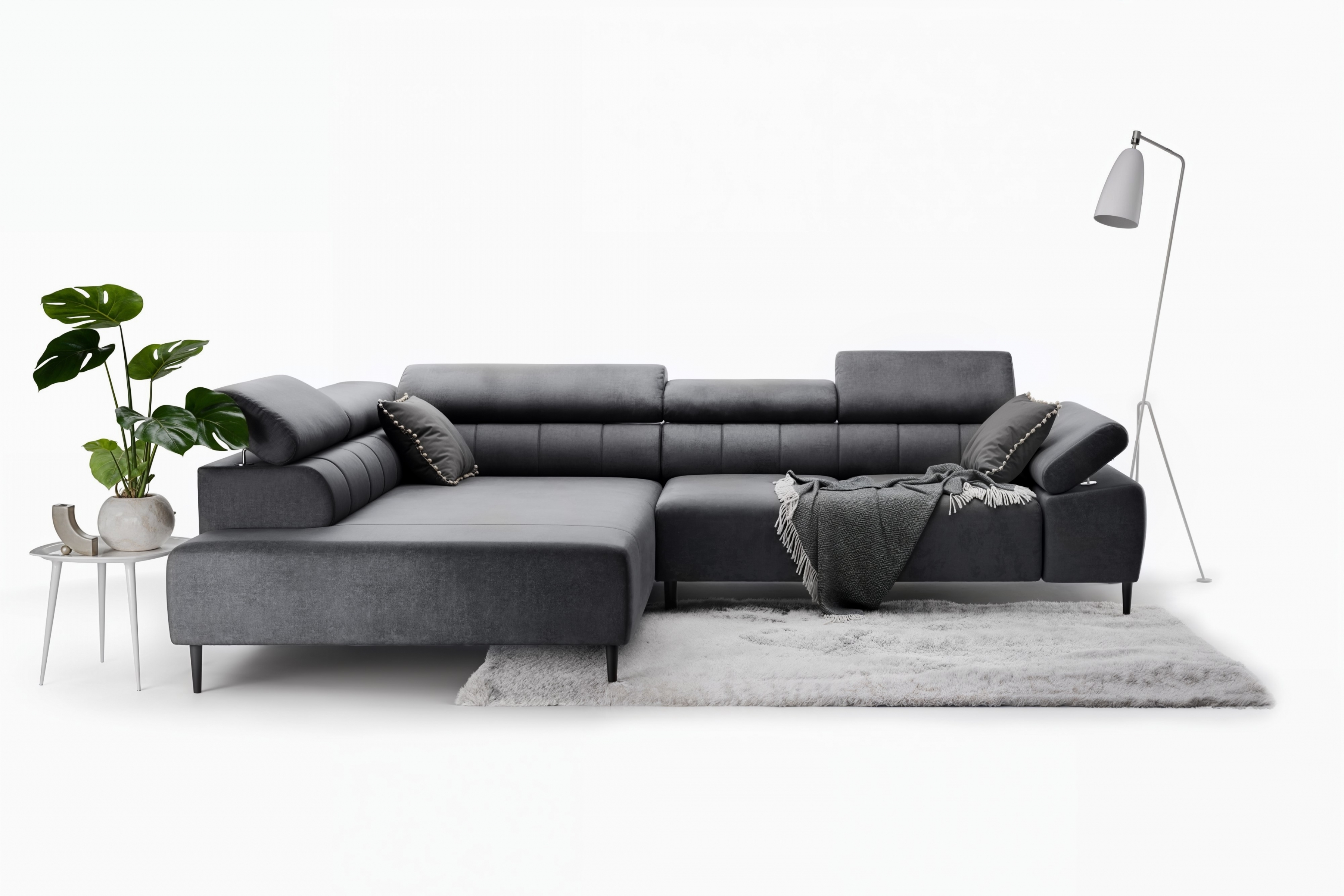 Rohová sedačka Taloria L s el. výsuvným sedadlom ľavá - grafitový ľahkočistiaci zamat Zetta 305 / čierne nožičky Rohová sedacia súprava Ľavá strana Taloria L - Zetta 305, nožičky čierny