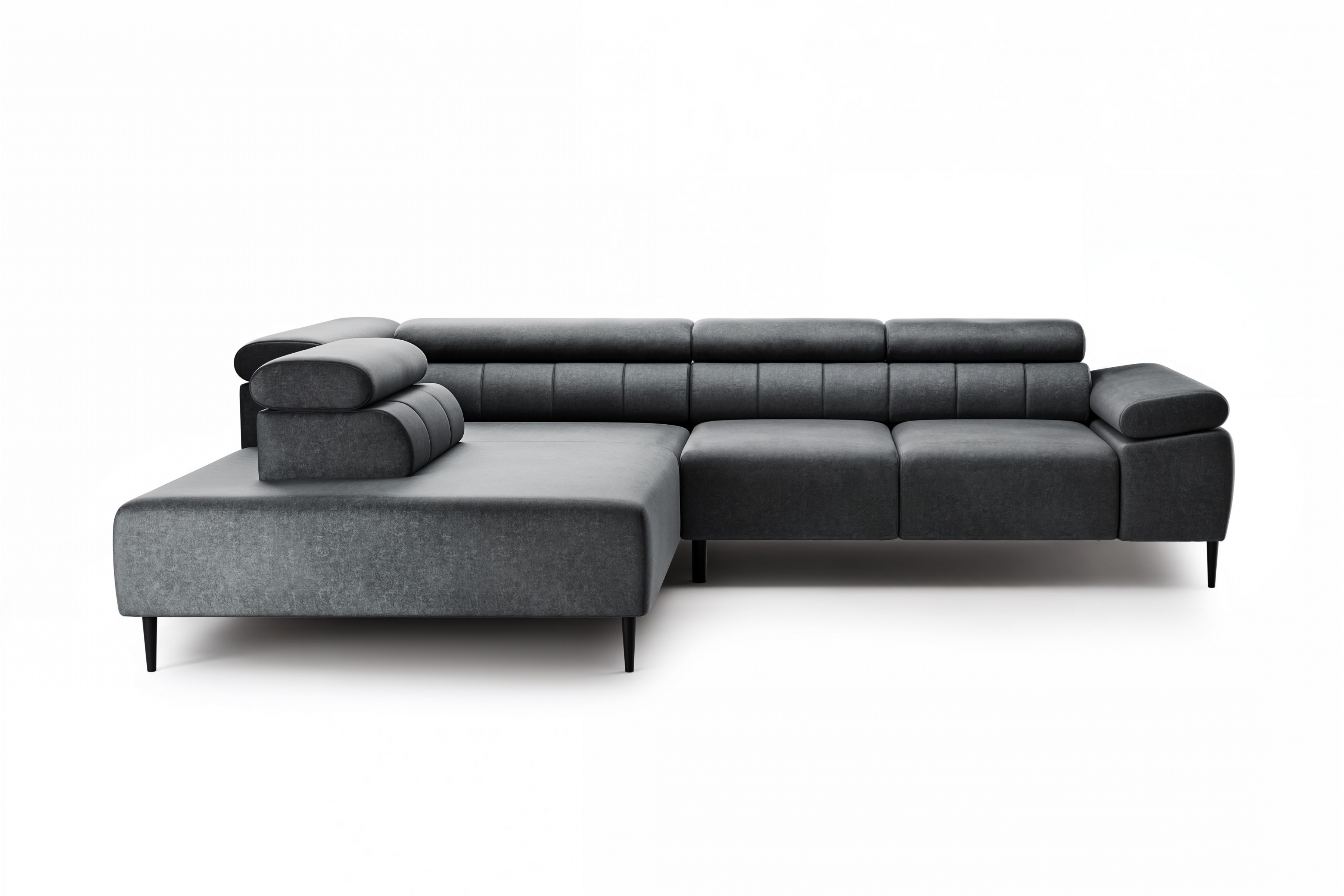 Rohová sedačka Taloria L s el. výsuvným sedadlom ľavá - grafitový ľahkočistiaci zamat Zetta 305 / čierne nožičky Rohová sedacia súprava Ľavá strana Taloria L - Zetta 305, nožičky čierny