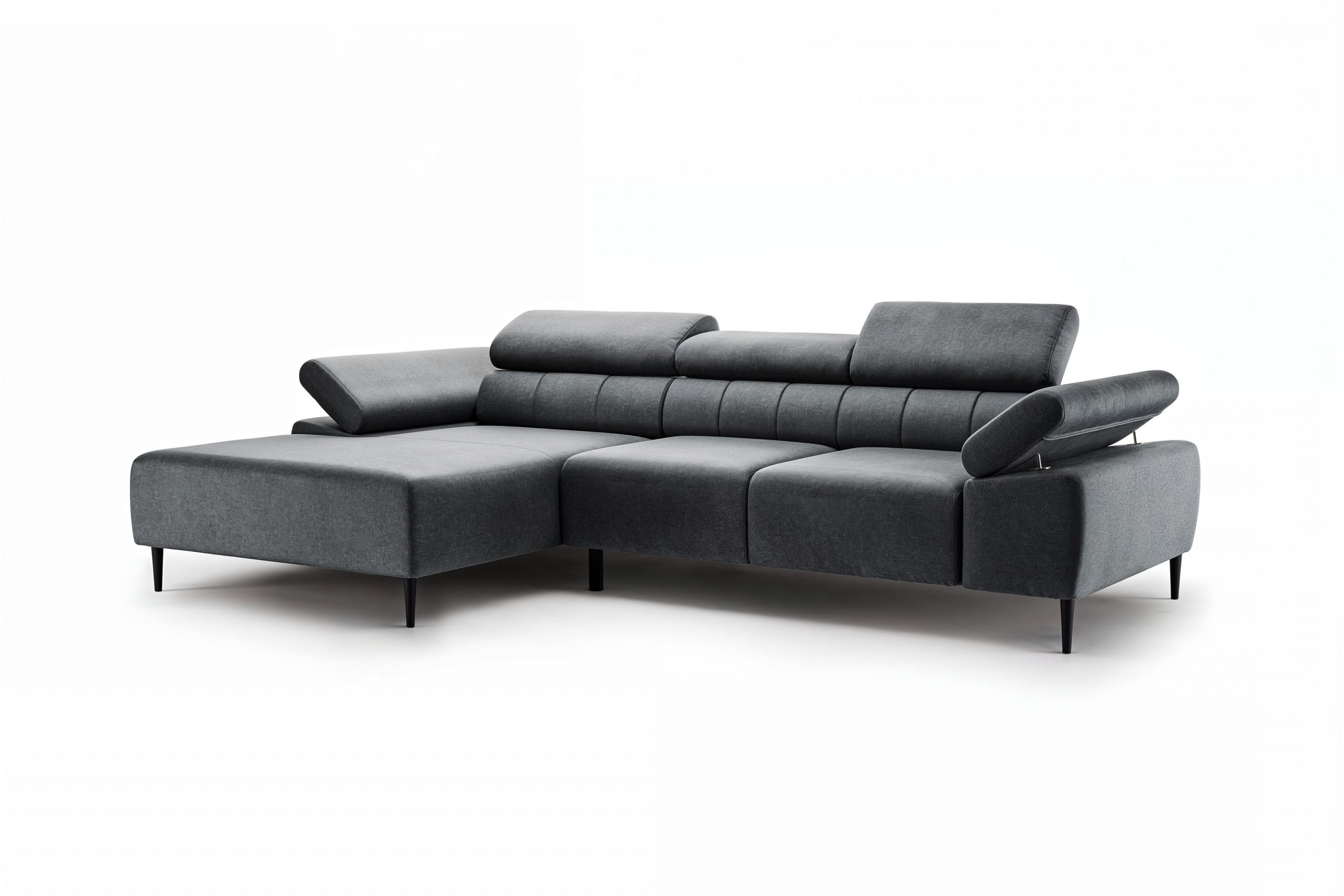 Rohová sedačka Taloria Mini s el. výsuvným sedadlom ľavá - šedý ľahkočistiaci zamat Zetta 305 / čierne nožičky Rohová sedacia súprava Ľavá strana Taloria Mini - Zetta 305, nožičky čierny