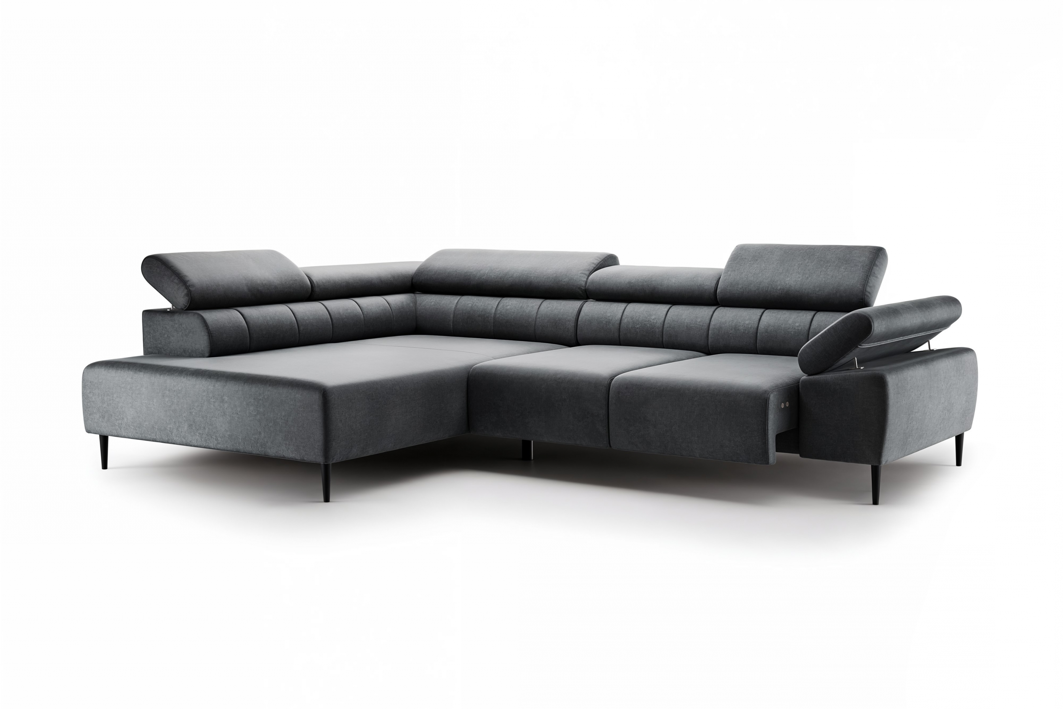 Rohová sedačka Taloria L s el. výsuvným sedadlom ľavá - grafitový ľahkočistiaci zamat Zetta 305 / čierne nožičky Rohová sedacia súprava Ľavá strana Taloria L - Zetta 305, nožičky čierny