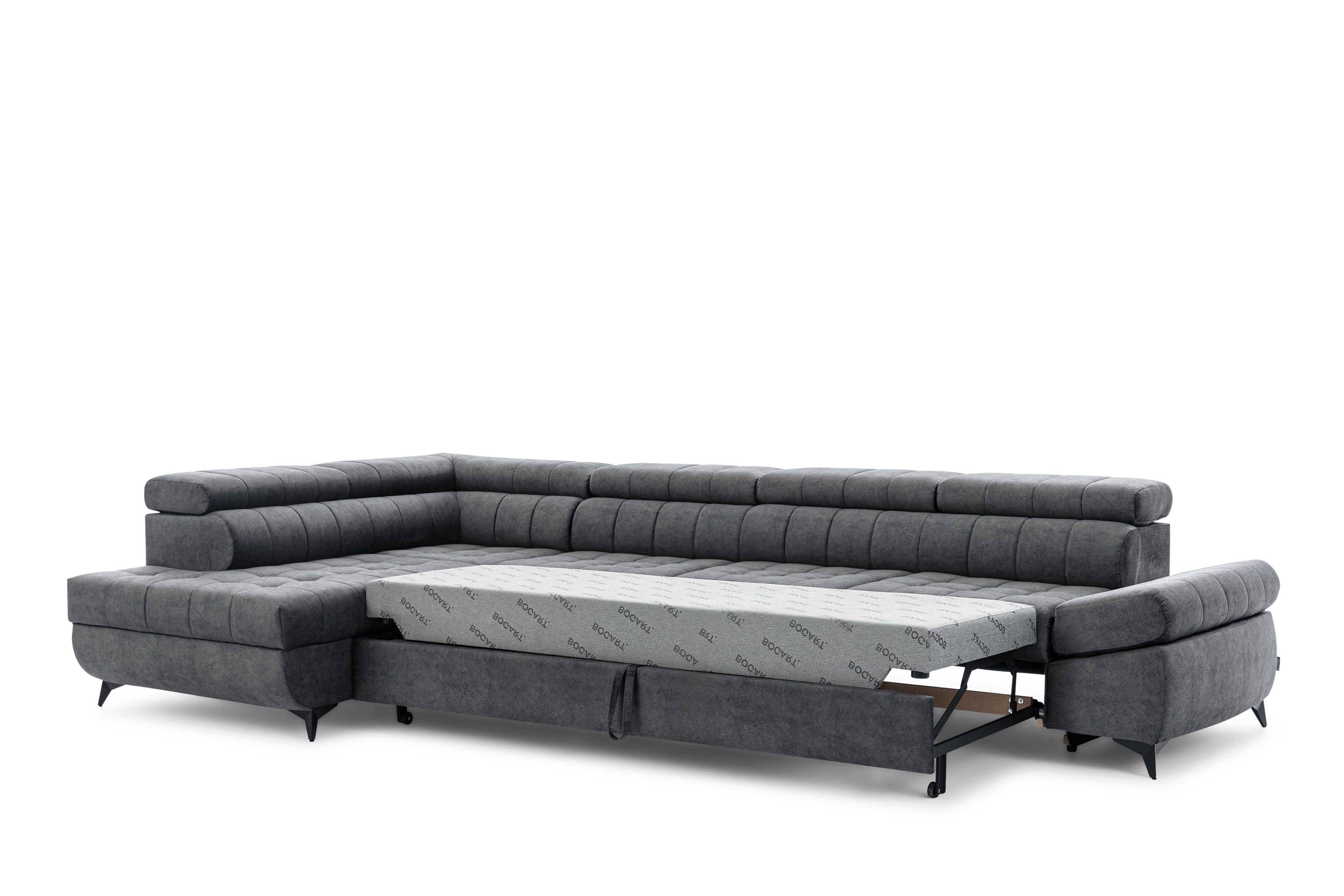 Rozkládací rohová sedací souprava Valoris Maxi levá - grafitová Zetta 305 Rohová sedací souprava levá Valoris Maxi rozkládací - grafitová samet hydrofobní  Zetta 305