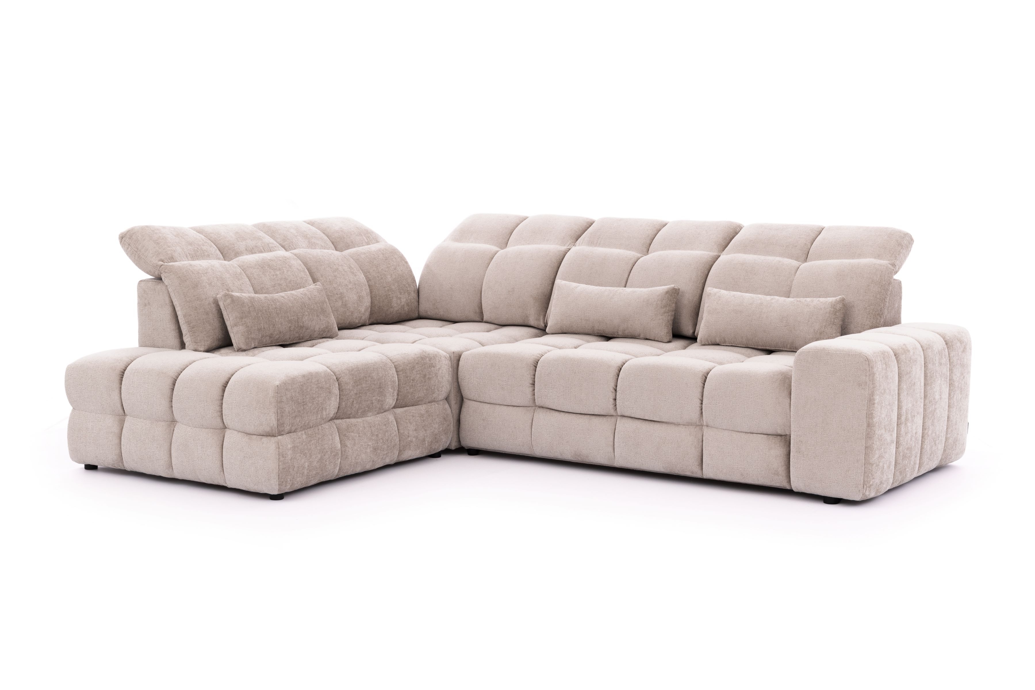 Rohová pohovka Magnelio Prestige L levá s elektrickým výsuvem sedáku - béžový szenil Perfect Harmony 07 Rohová sedací souprava levá Magnelio Prestige L z elektricky wysuwanym sedadlem - béžová šenil Perfect harmony 07