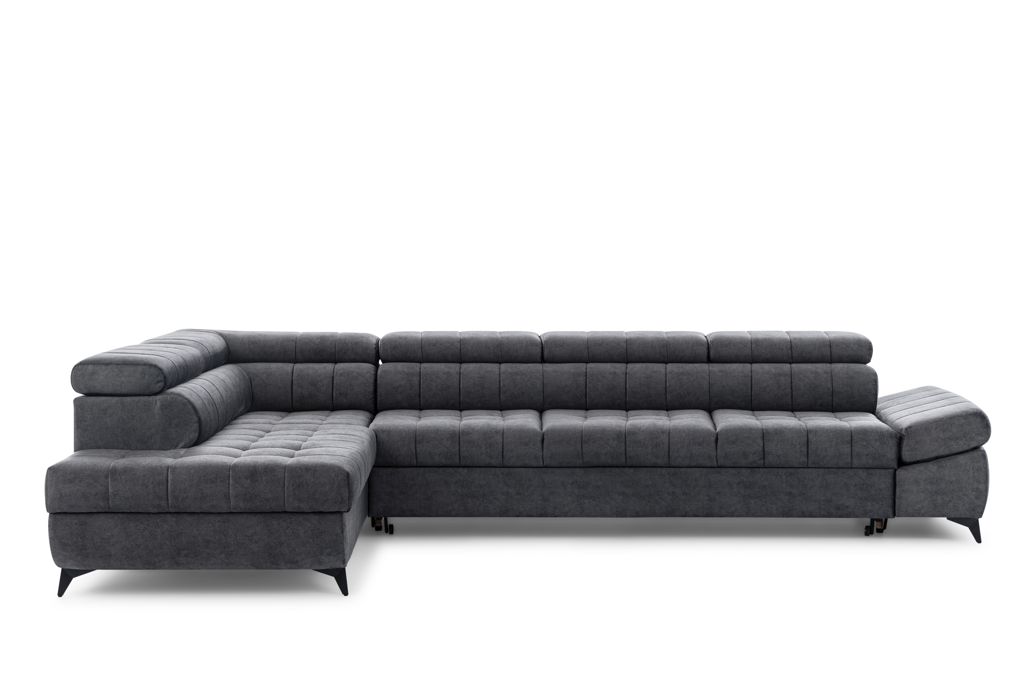 Rozkládací rohová sedací souprava Valoris Maxi levá - grafitová Zetta 305 Rohová sedací souprava levá Valoris Maxi rozkládací - grafitová samet hydrofobní  Zetta 305