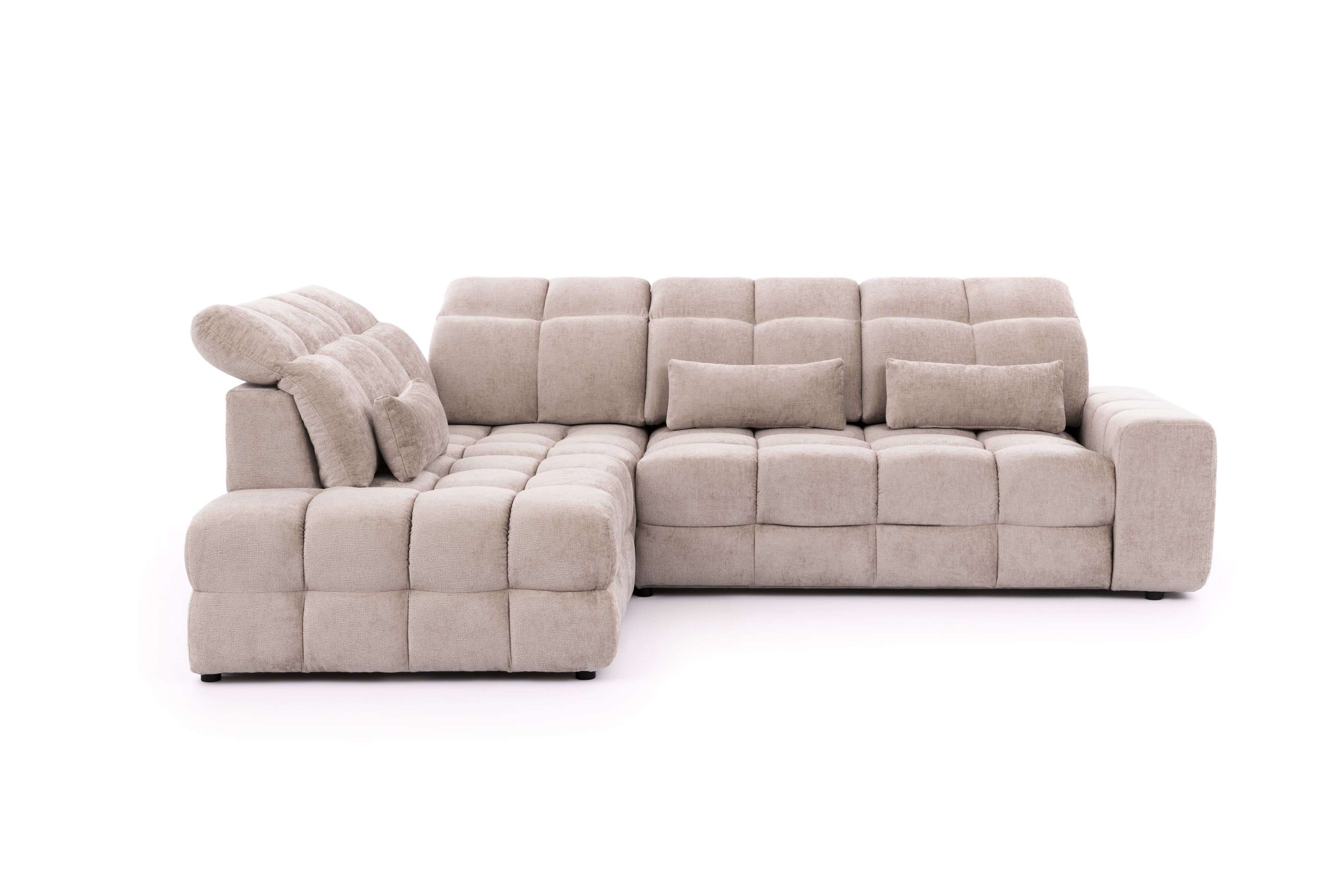 Rohová pohovka Magnelio Prestige L levá s elektrickým výsuvem sedáku - béžový szenil Perfect Harmony 07 Rohová sedací souprava levá Magnelio Prestige L z elektricky wysuwanym sedadlem - béžová šenil Perfect harmony 07