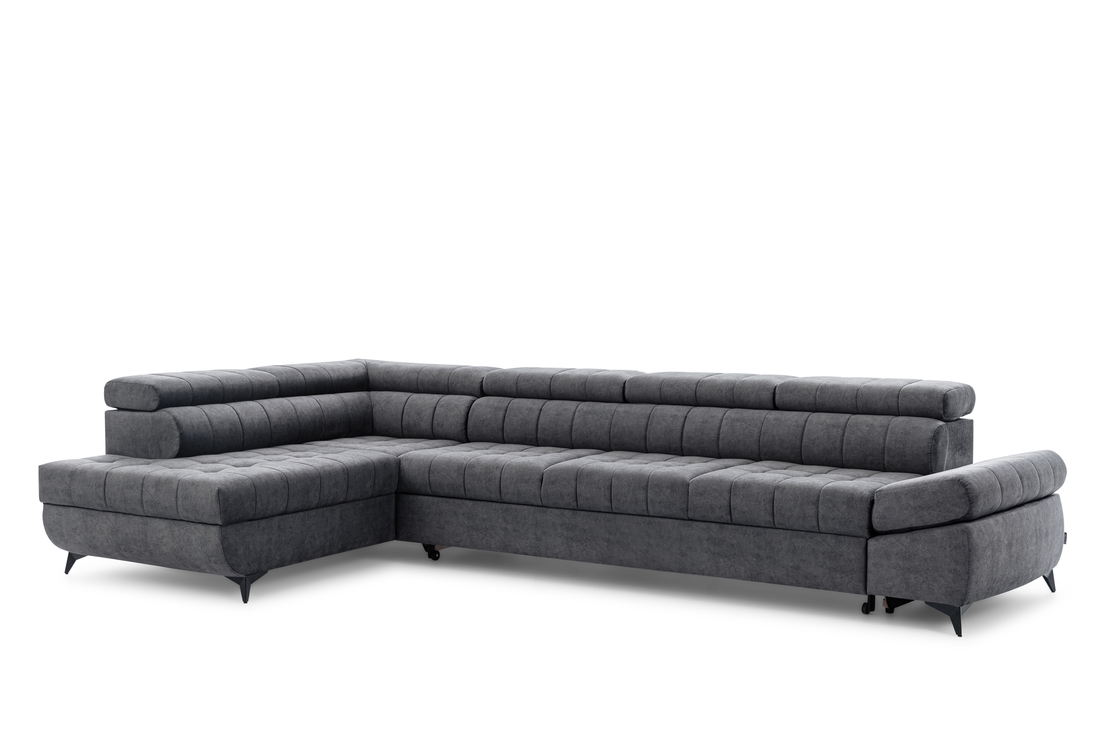 Rozkládací rohová sedací souprava Valoris Maxi levá - grafitová Zetta 305 Rohová sedací souprava levá Valoris Maxi rozkládací - grafitová samet hydrofobní  Zetta 305