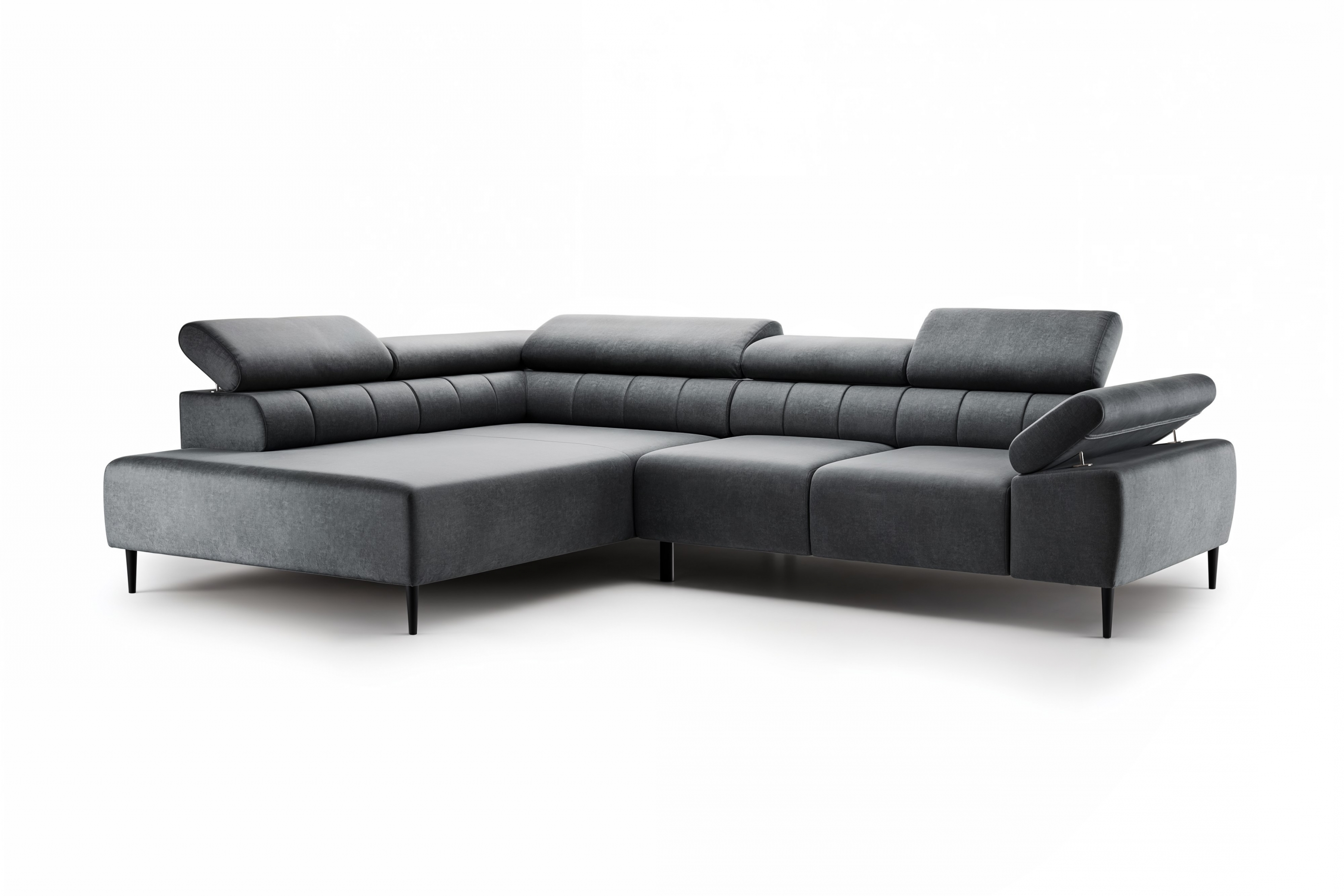 Rohová sedačka Taloria L s el. výsuvným sedadlom ľavá - grafitový ľahkočistiaci zamat Zetta 305 / čierne nožičky Rohová sedacia súprava Ľavá strana Taloria L - Zetta 305, nožičky čierny