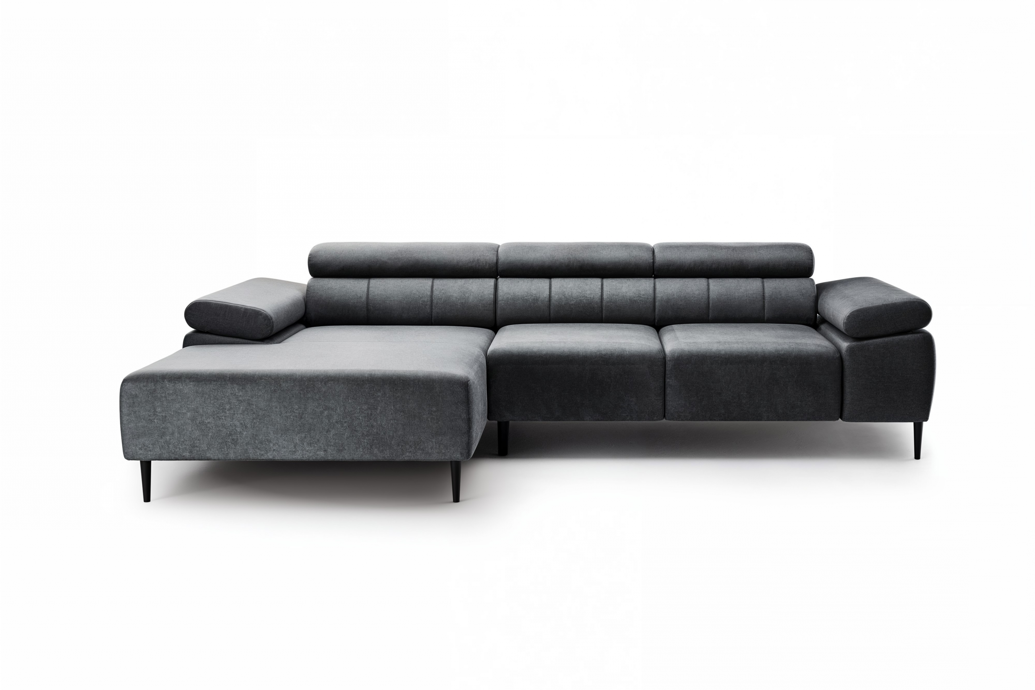 Rohová sedačka Taloria Mini s el. výsuvným sedadlom ľavá - šedý ľahkočistiaci zamat Zetta 305 / čierne nožičky Rohová sedacia súprava Ľavá strana Taloria Mini - Zetta 305, nožičky čierny