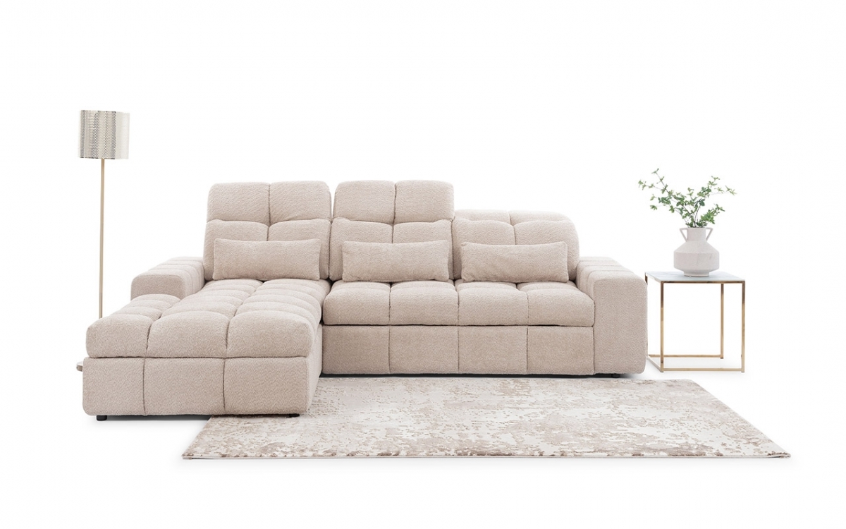 Rohová sedacia súprava Magnelio Mini ľavá elektrická s rozkladacou funkciou - béžová bouclé Catch Me 02 Rohová sedacia súprava Ľavá strana s elektricky výsuvným sedákem i funkcja spania Magnelio Mini - Béžová boucla Catch Me 02