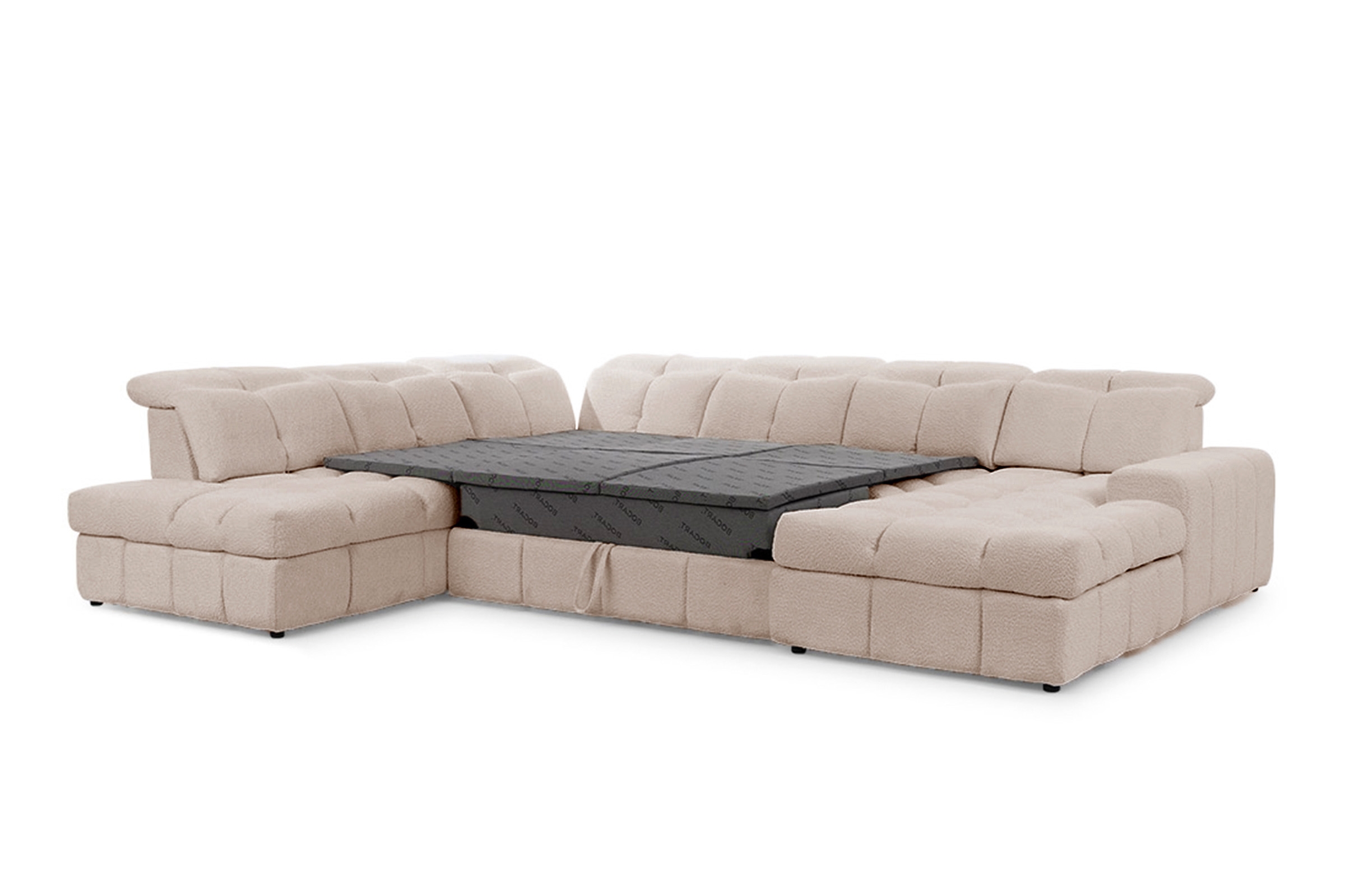 Elektrický rozkládací rohový gauč Magnelio U II levý - béžová bouclé Catch Me 2 Rohová sedací souprava Strana levá rozkládací z elektricky wysuwanym sedadlem Magnelio U II - Béžová boucle Catch me 2 