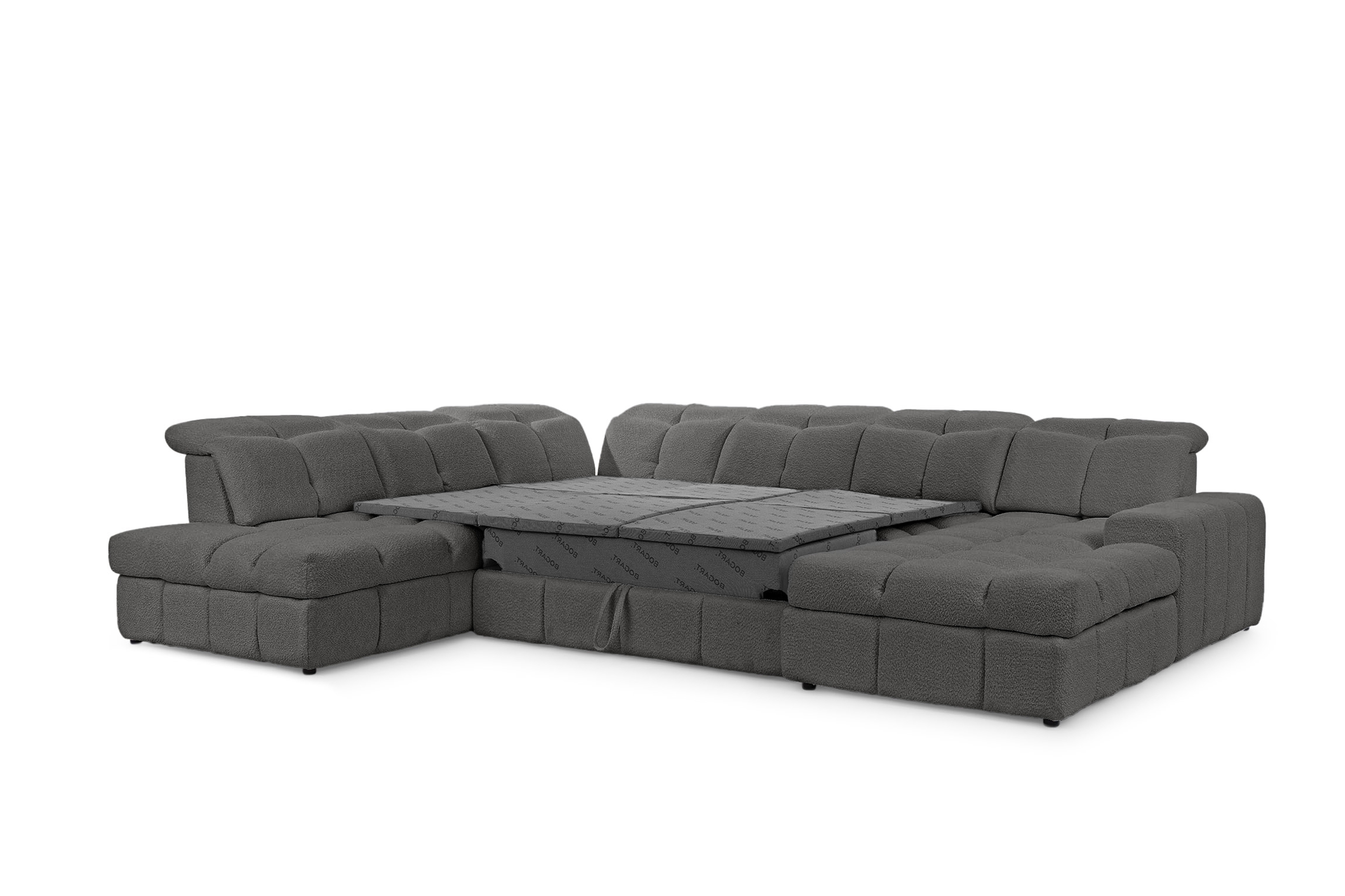 Rohová sedacia súprava Magnelio U II ľavá elektrická s rozkladacou funkciou - sivá bouclé Catch Me 25 Rohová sedacia súprava Ľavá strana rozkladany s elektricky výsuvným sedákem Magnelio U II - šedá boucle Catch Me 25 