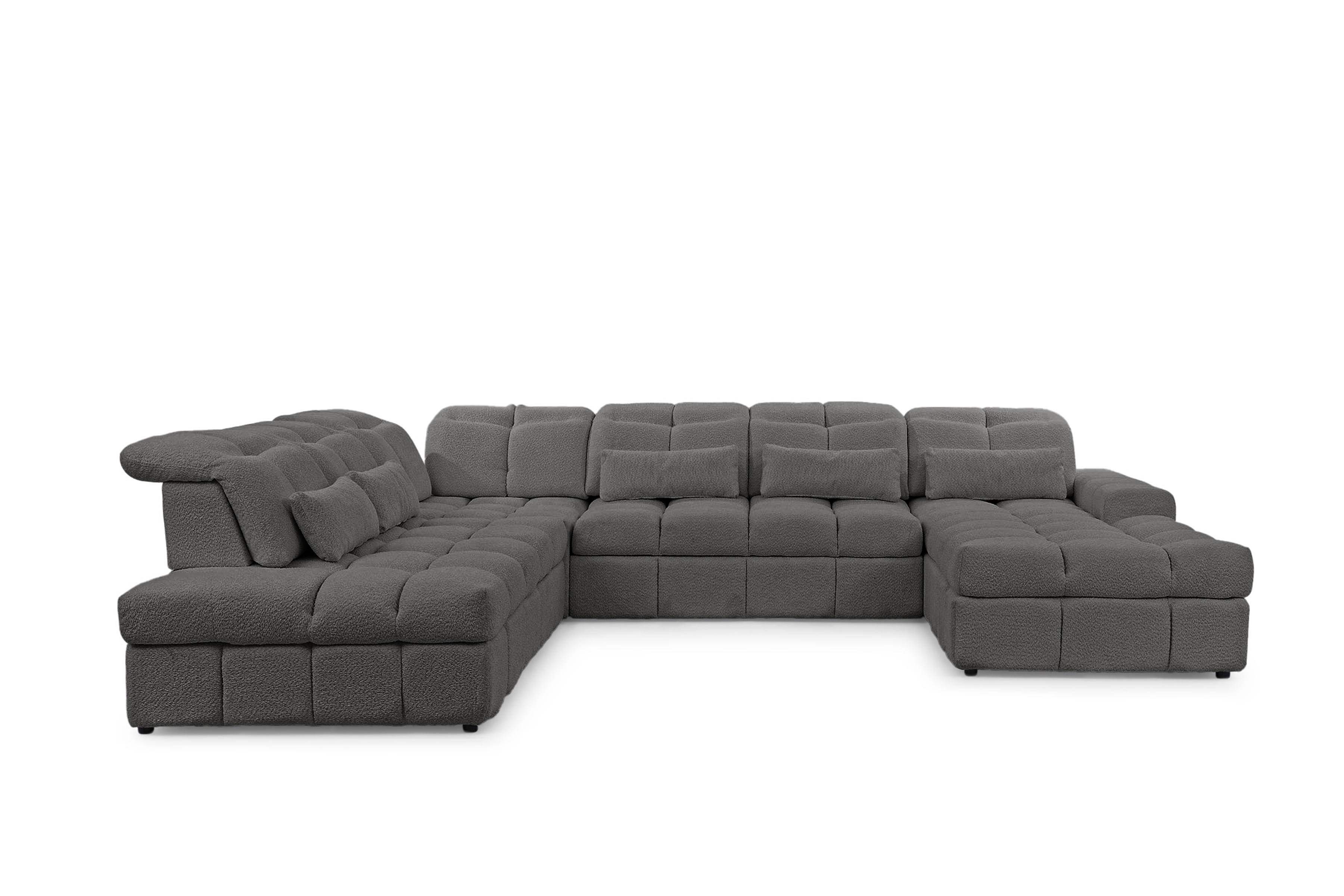 Rohová sedacia súprava Magnelio U II ľavá elektrická s rozkladacou funkciou - sivá bouclé Catch Me 25 Rohová sedacia súprava Ľavá strana rozkladany s elektricky výsuvným sedákem Magnelio U II - šedá boucle Catch Me 25 