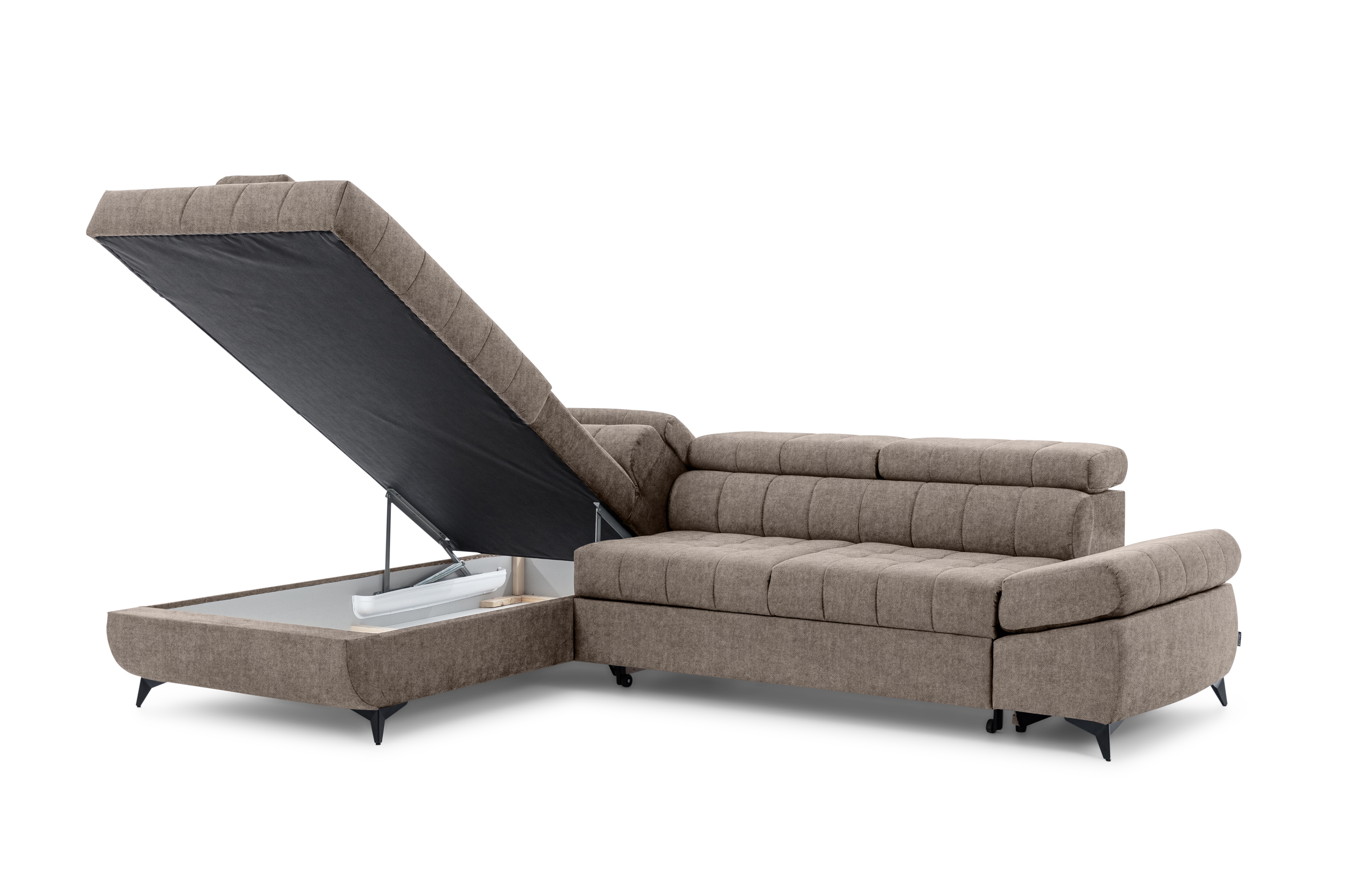 Rozkládací rohová sedací souprava Valoris L levá - béžová Vogue 4 Rohová sedací souprava levá Valoris L rozkládací - béžová samet hydrofobní  Vogue 4