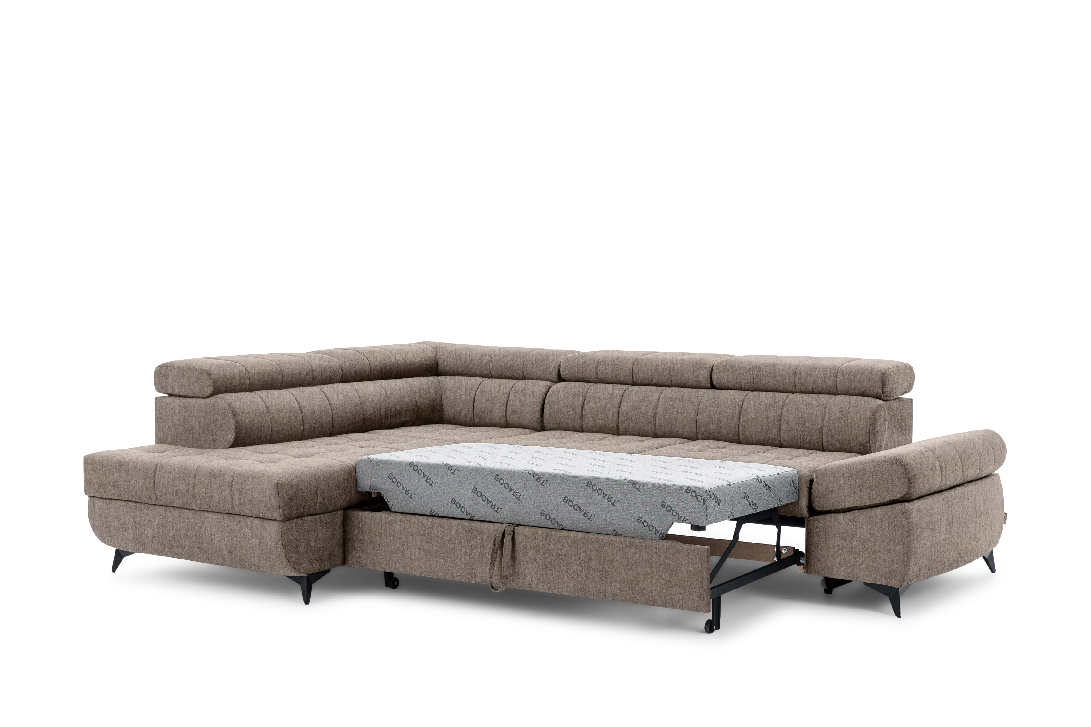 Rozkládací rohová sedací souprava Valoris L levá - béžová Vogue 4 Rohová sedací souprava levá Valoris L rozkládací - béžová samet hydrofobní  Vogue 4