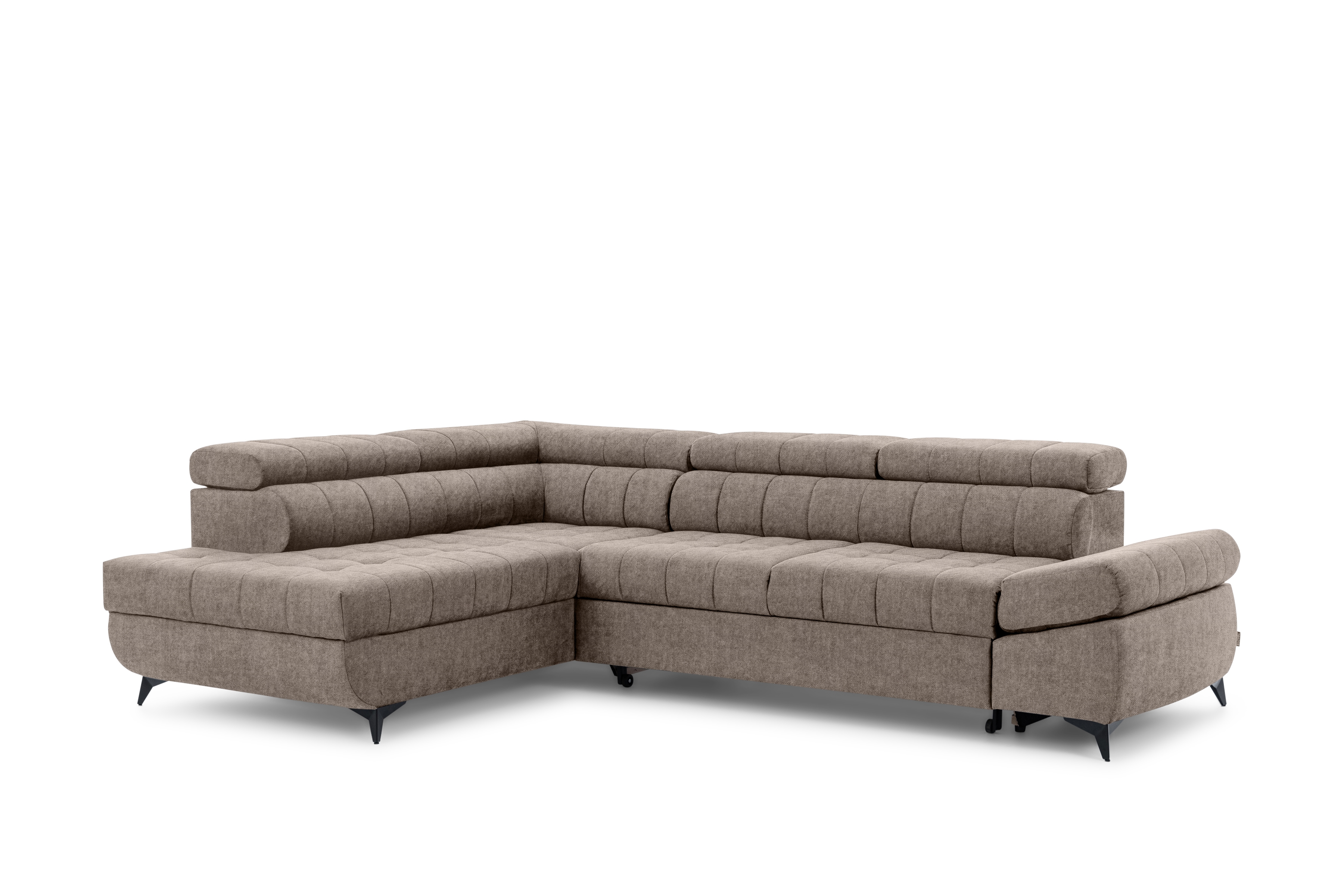 Rozkládací rohová sedací souprava Valoris L levá - béžová Vogue 4 Rohová sedací souprava levá Valoris L rozkládací - béžová samet hydrofobní  Vogue 4