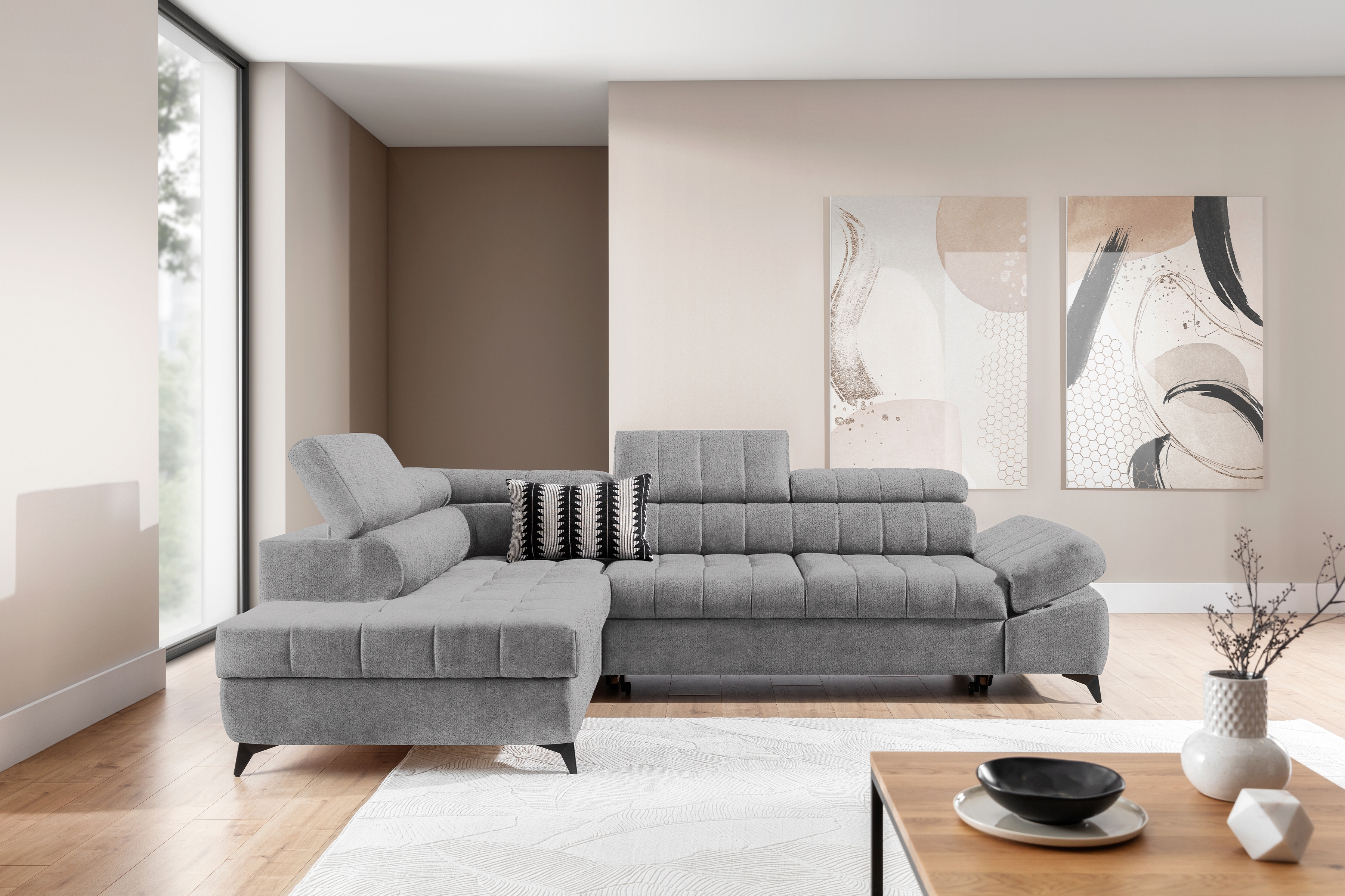 Rohová sedacia súprava Valoris L ľavá s funkciou spania - sivý šenil Perfect Harmony 80 Rohová sedacia súprava Ľavá strana Valoris L s funkciou spania - šedý šenil Perfect Harmony 80