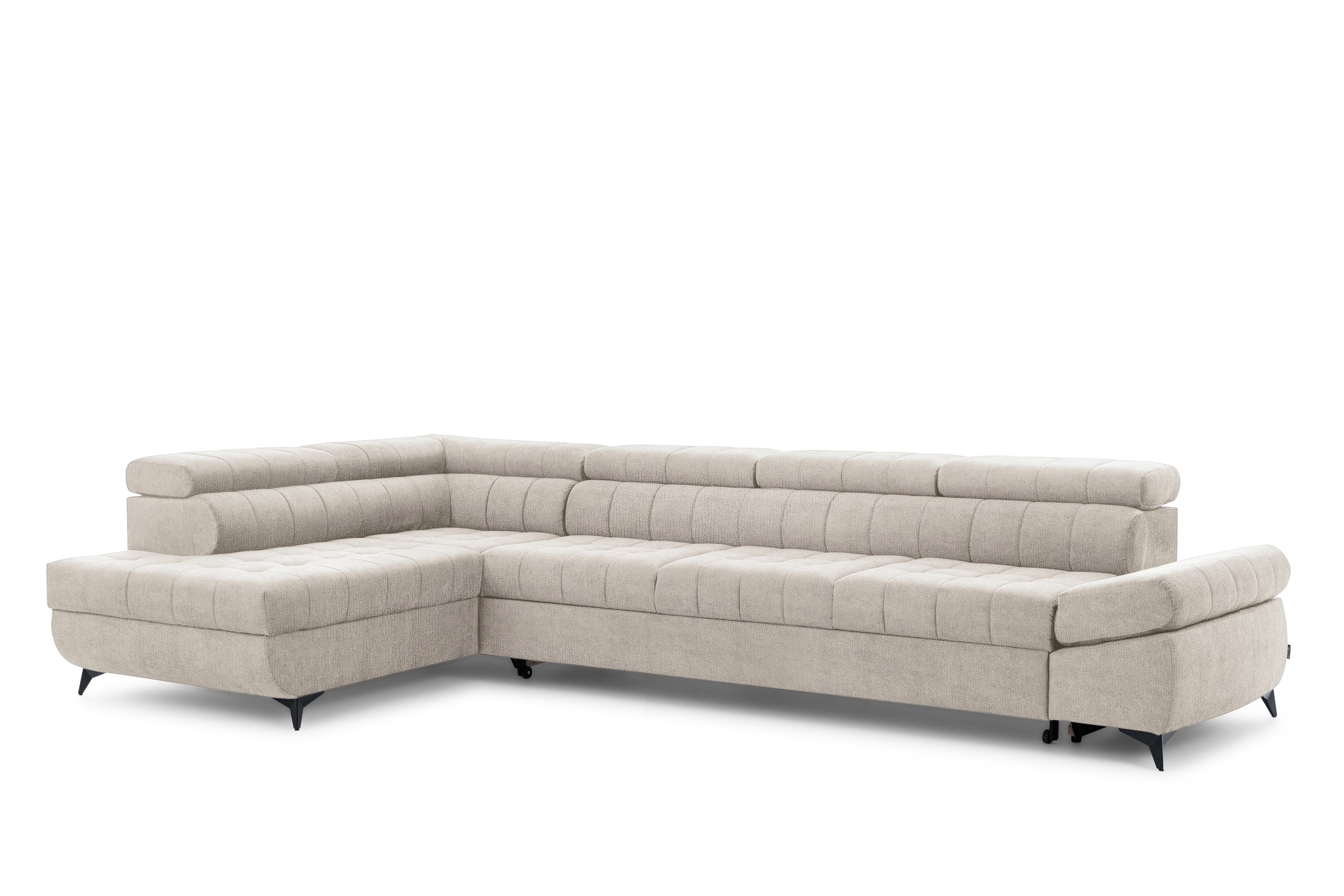 Rozkládací rohová sedací souprava Valoris Maxi levá - béžová Perfect Harmony 07 Rohová sedací souprava levá Valoris Maxi rozkládací - béžová šenil Perfect Harmony 07