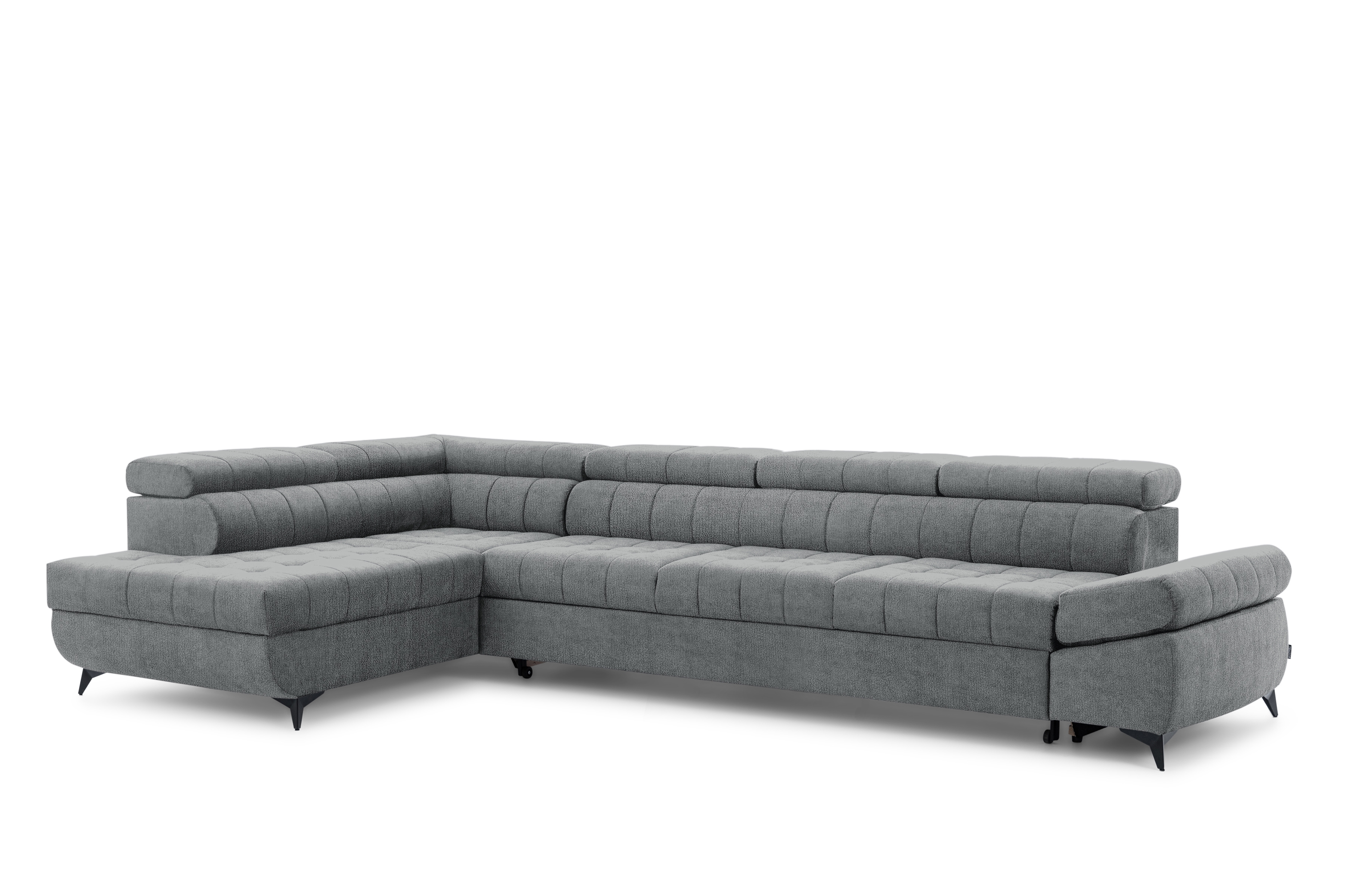 Rozkládací rohová sedací souprava Valoris Maxi levá - šedá šenil Perfect Harmony 85 Rohová sedací souprava levá Valoris Maxi rozkládací - šedá šenil Perfect Harmony 85